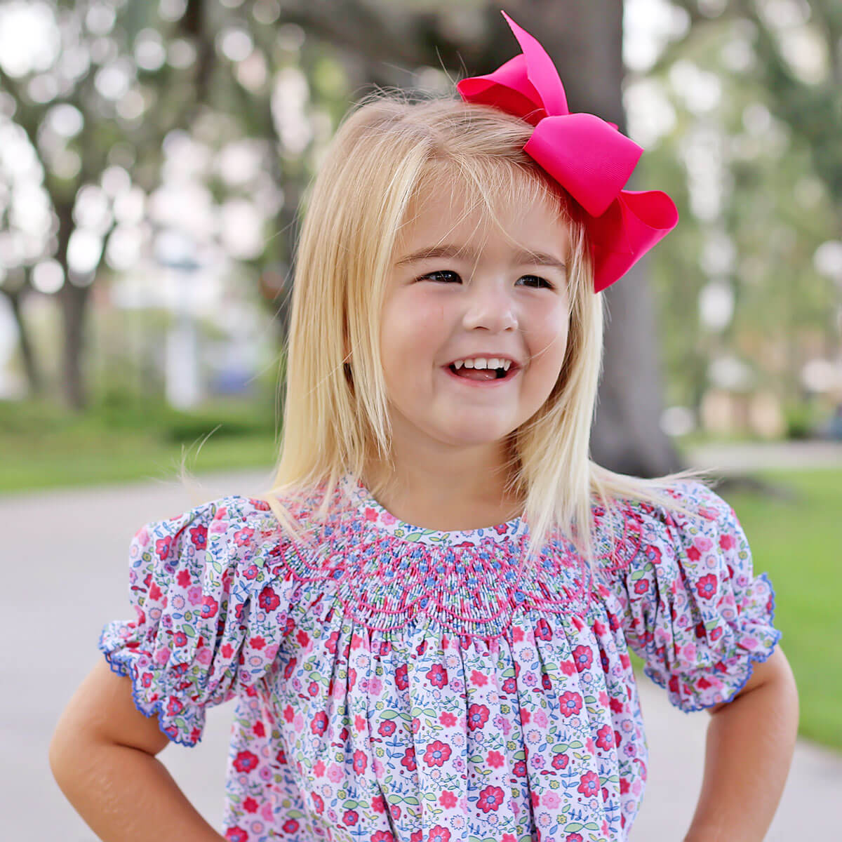 Fall Floral Smocked Bishop Dress