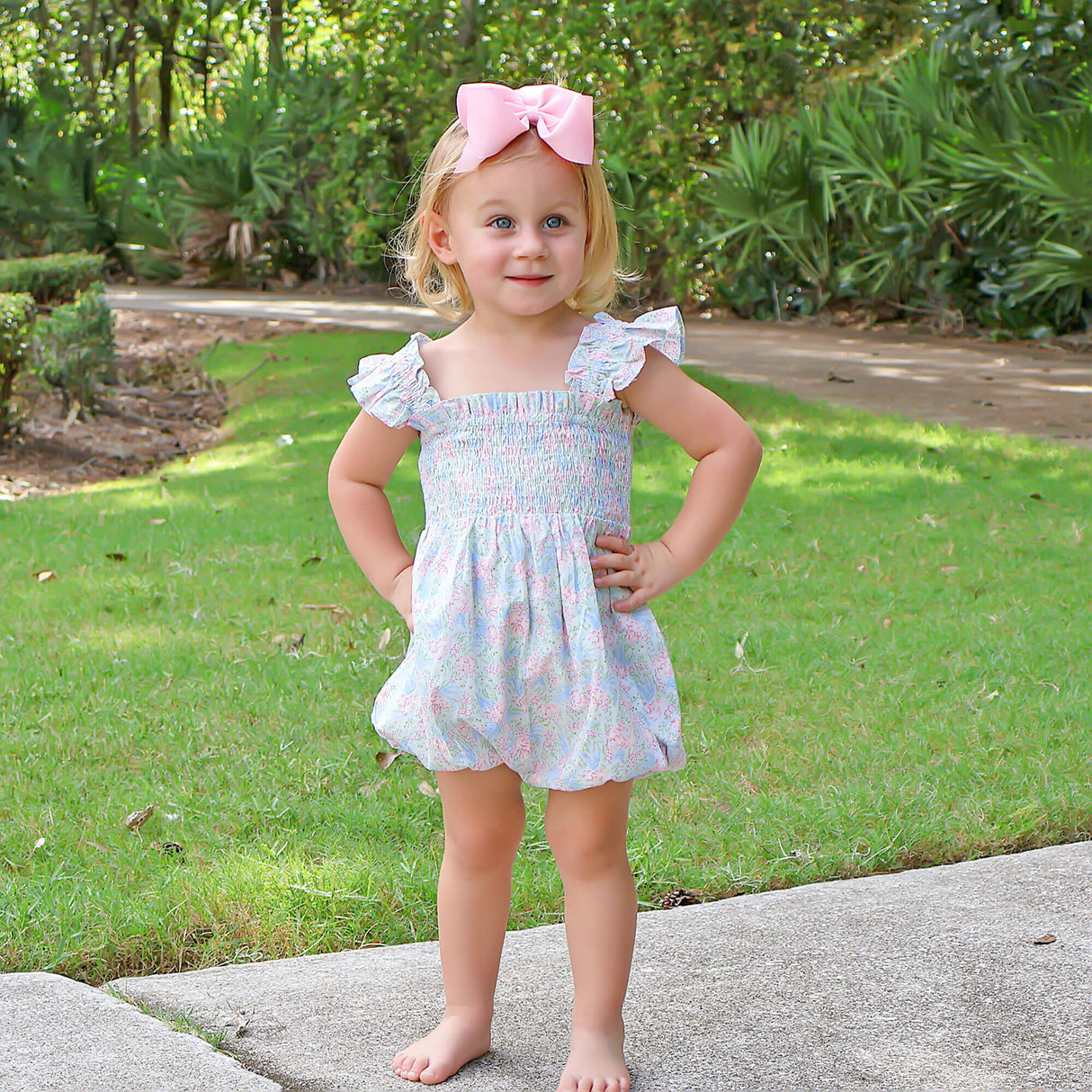 Vintage Garden Blue Smocked Hannah Bubble