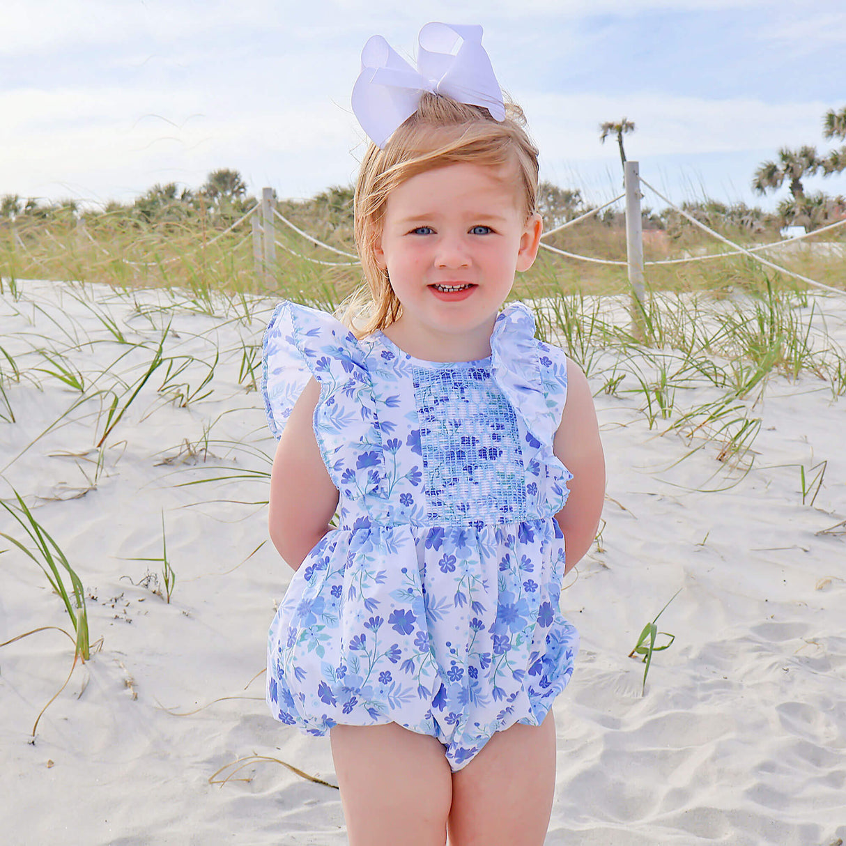 Petal Dream Blue Smocked Rachel Bubble
