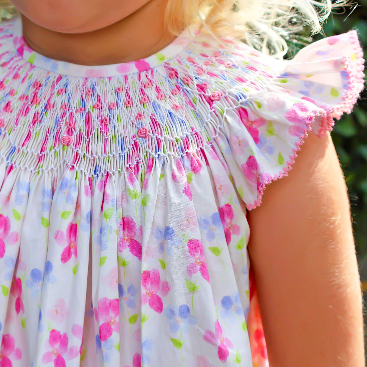 Petal Paradise Smocked Angel Sleeve Dress