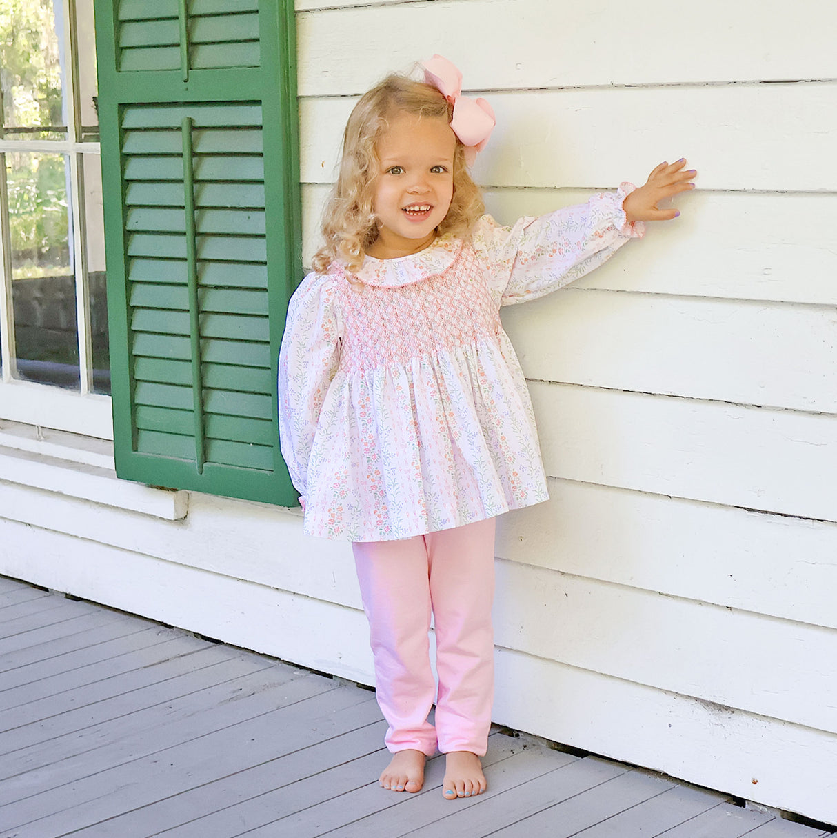 Botanical Beauty Smocked Ruffle Collar Legging Set