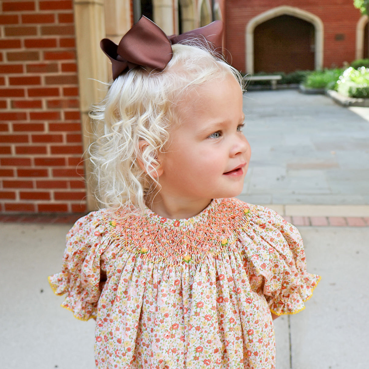 Autumn Garden Floral Smocked Long Bubble