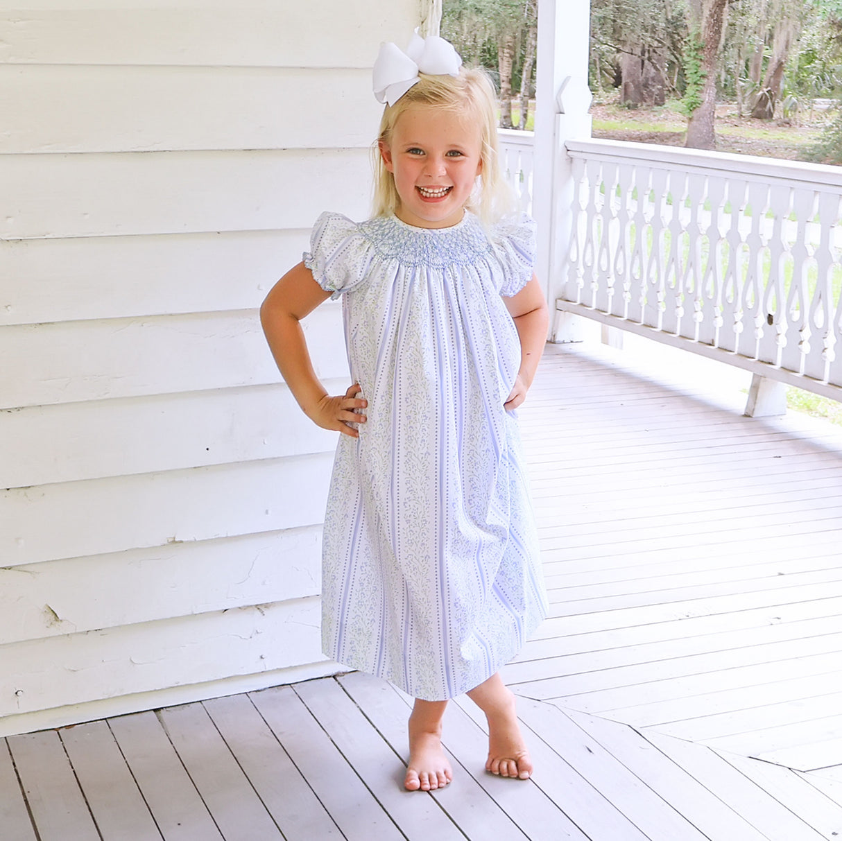 Watercolor Bloom Smocked Bishop Dress
