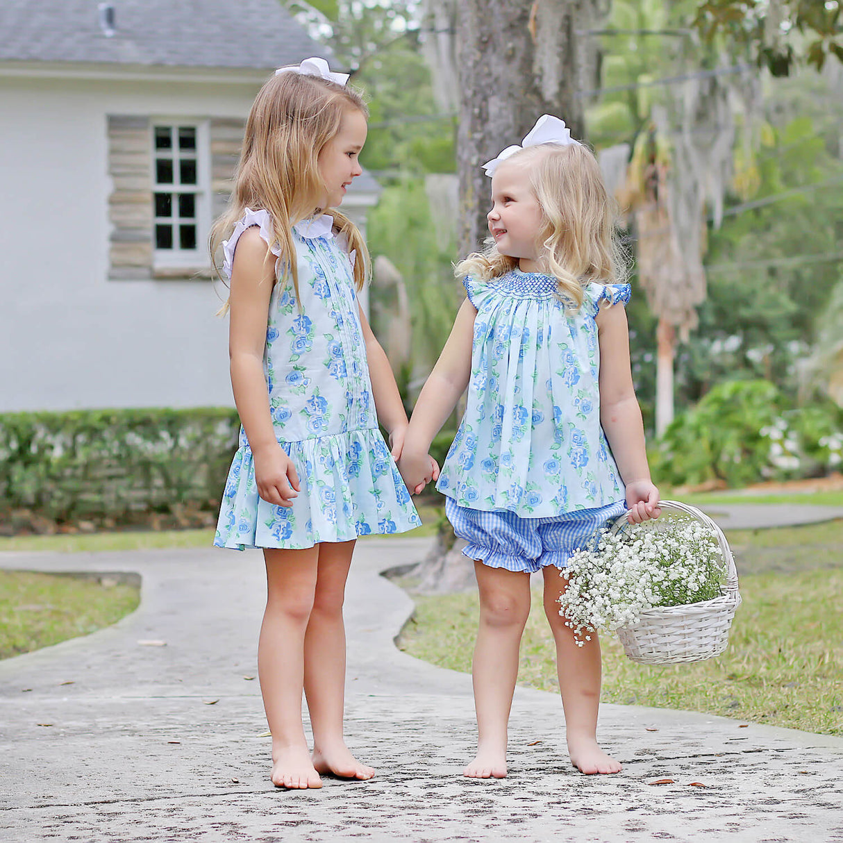 Happy Spring Blue Floral Ruffle Collared Dress