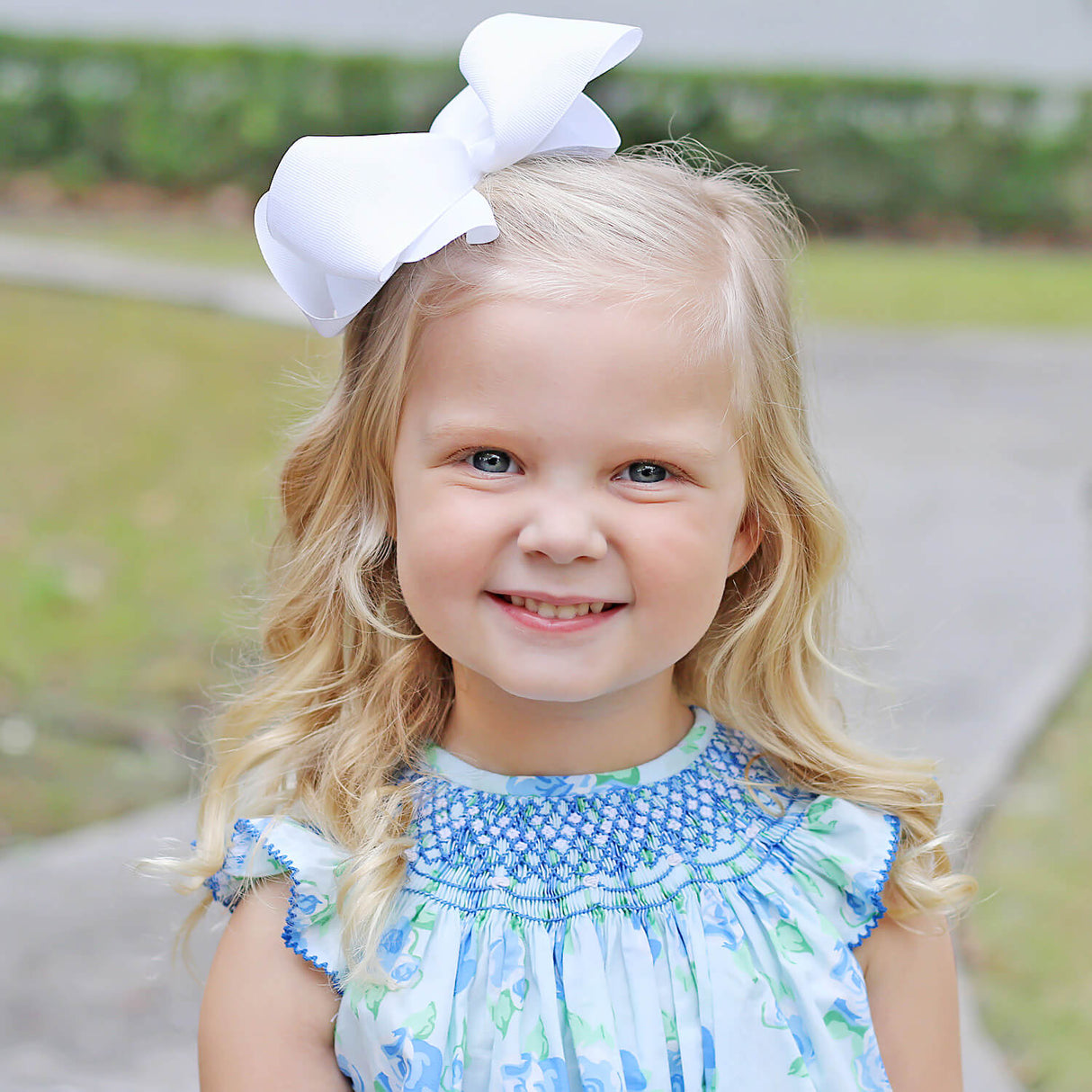 Happy Spring Blue Floral Smocked Dress