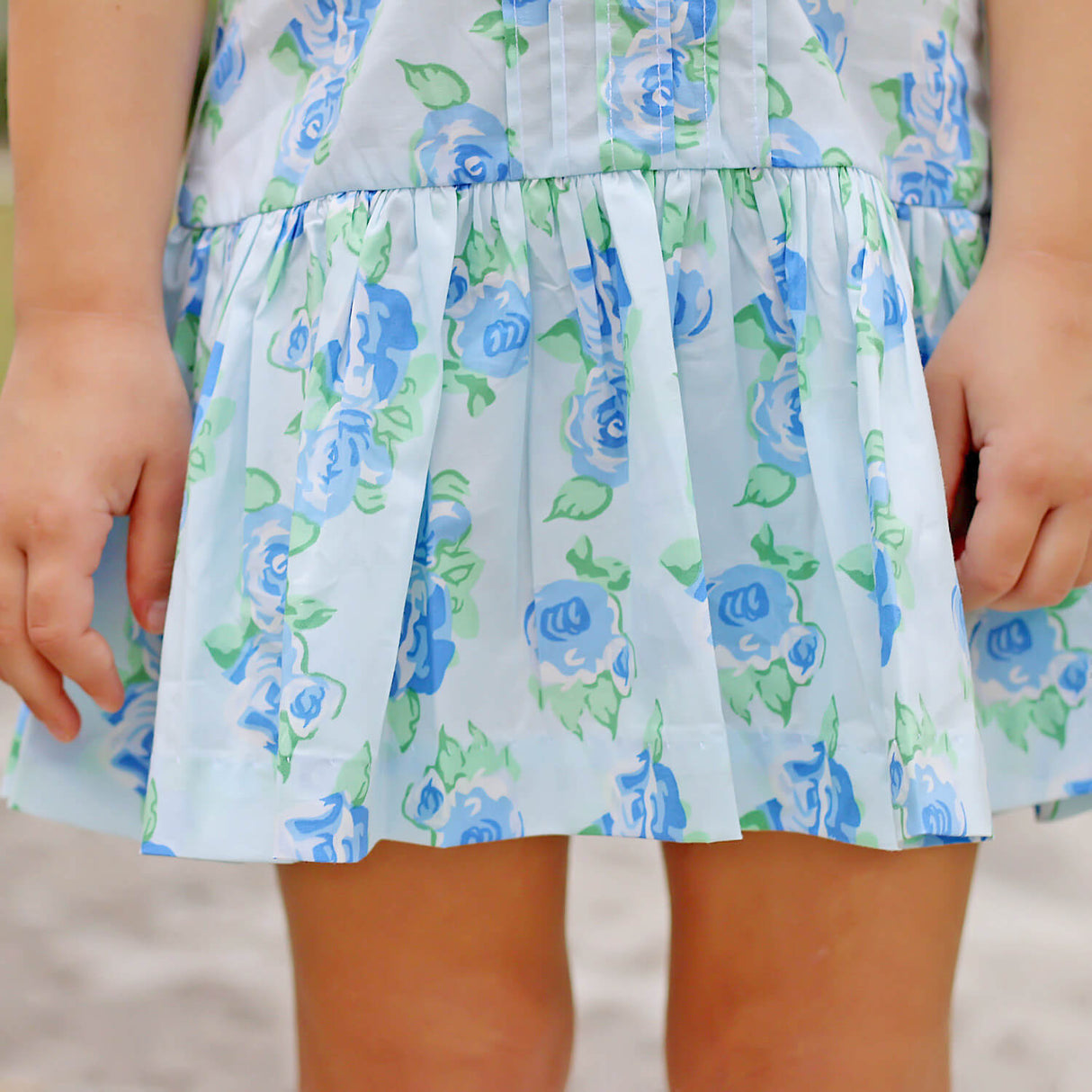 Happy Spring Blue Floral Ruffle Collared Dress