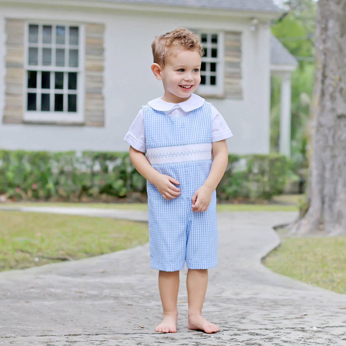 Happy Spring Blue Smocked Jon Jon