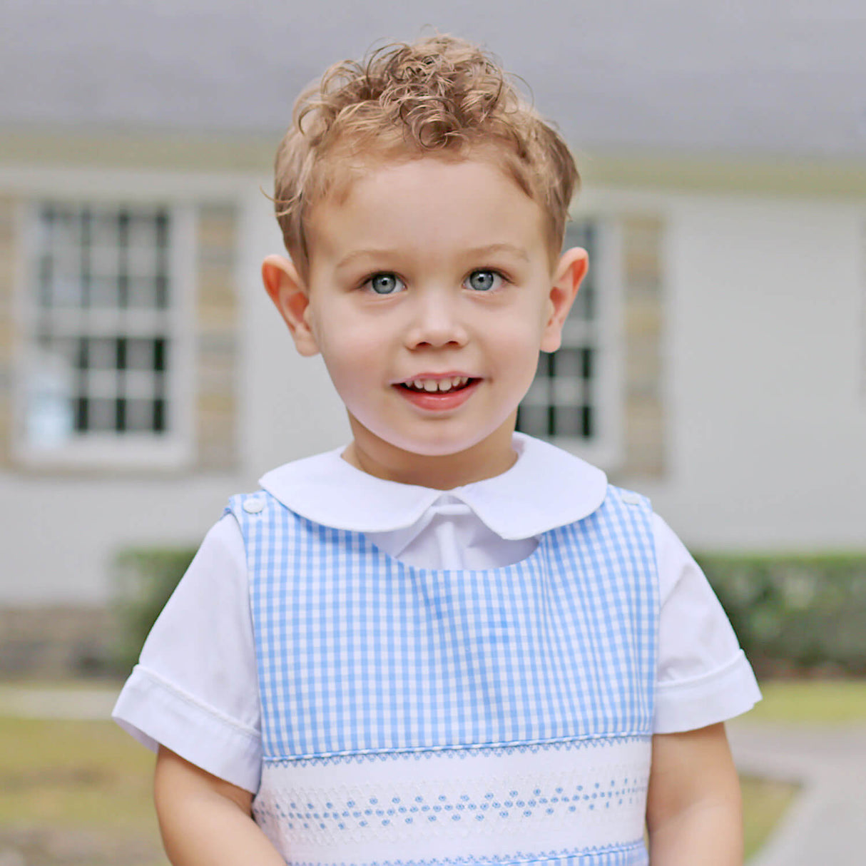 Happy Spring Blue Smocked Jon Jon