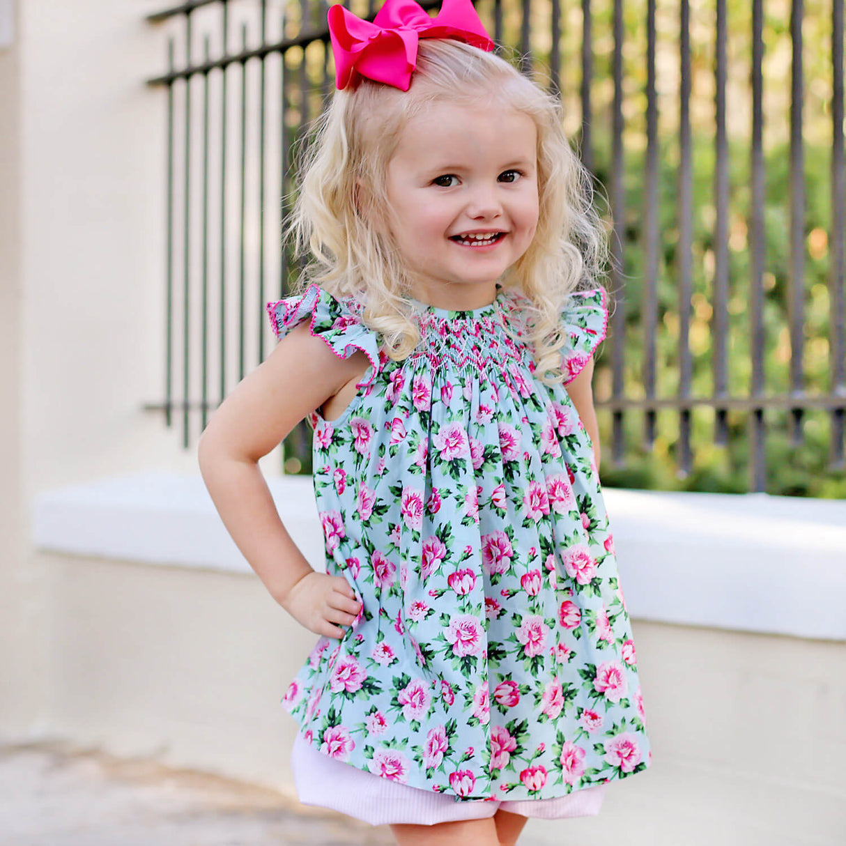 Secret Garden Pink Smocked Bloomer Set