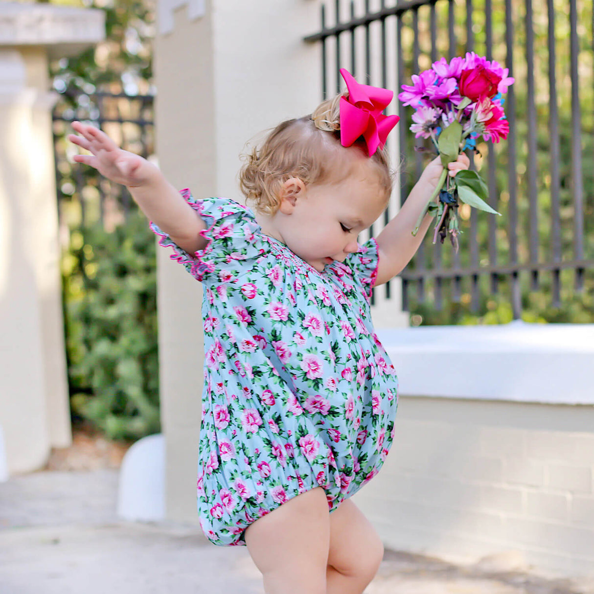 Secret Garden Pink Smocked Bubble