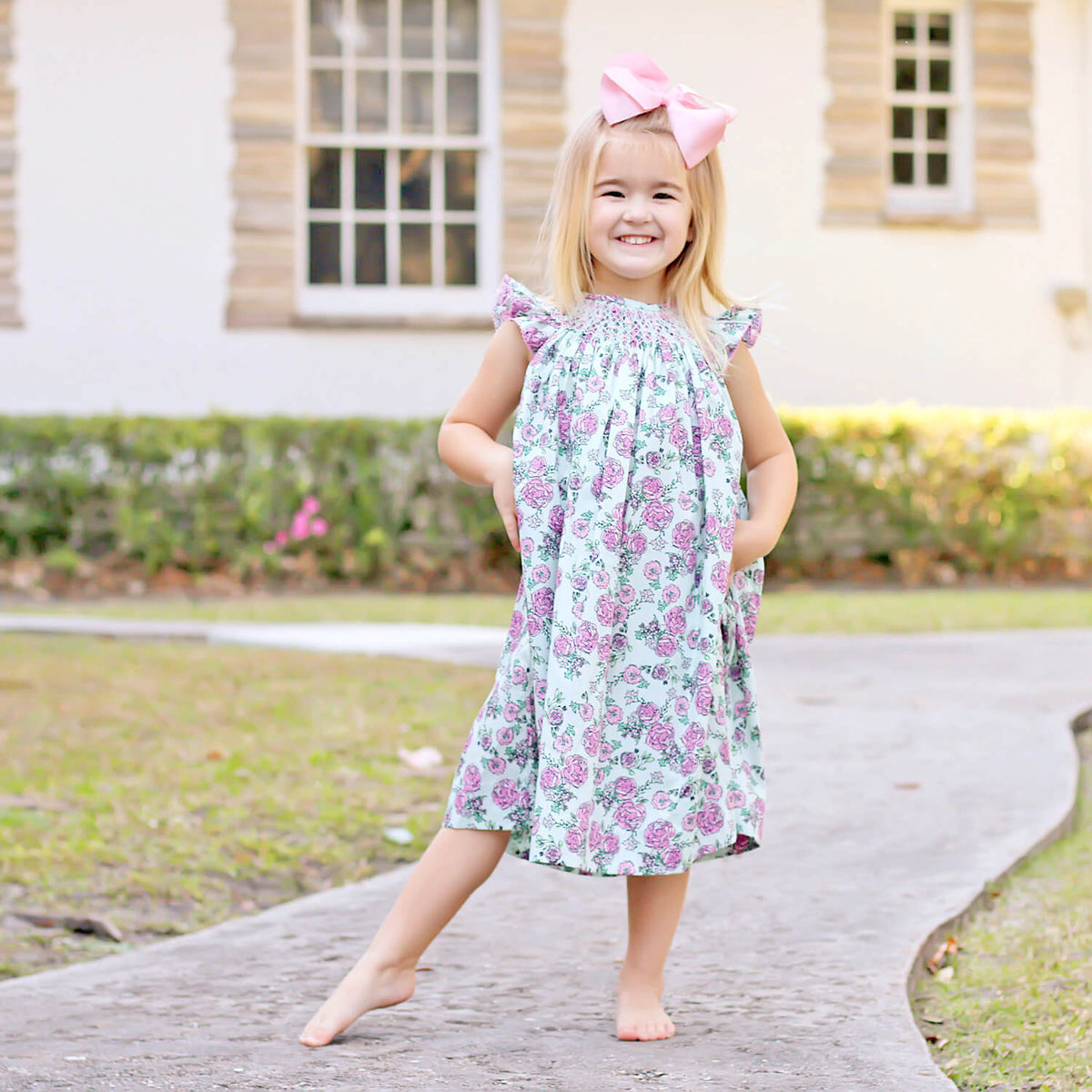 The Best Dressed Child Girls Smocked Bloomers Set - Pink Floral main image 0