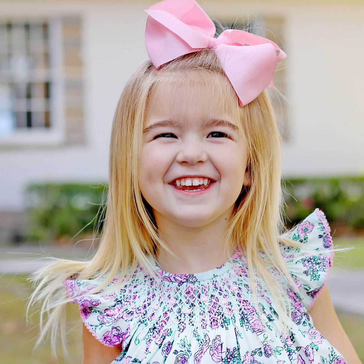 Flower Child Pink Smocked Angel Sleeve Dress
