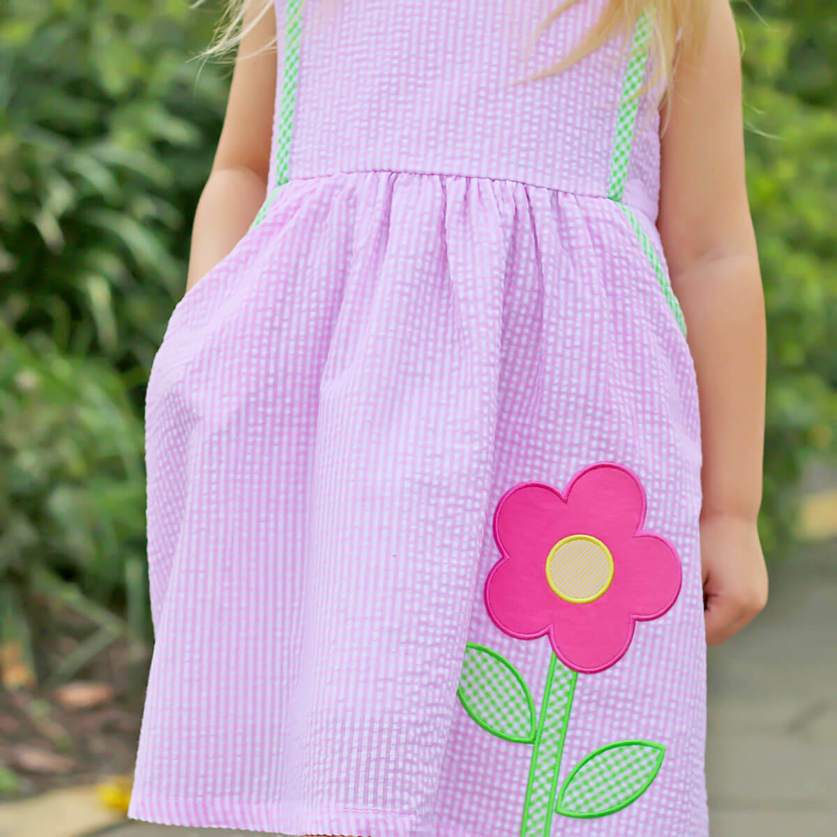 Garden Flower Pink Seersucker Alaia Dress