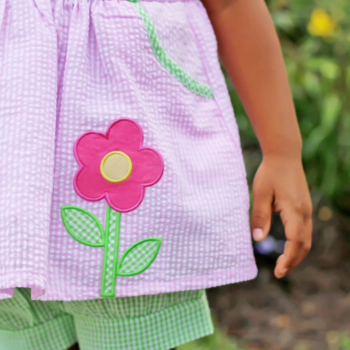 Garden Flower Pink Seersucker Alaia Short Set