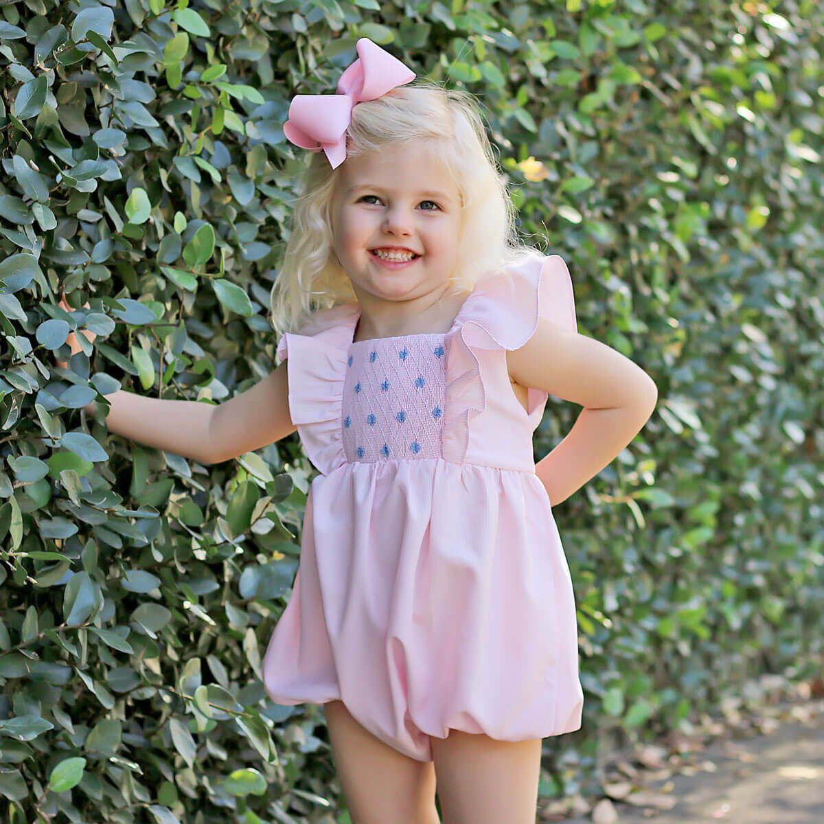 Pink Stripe Smocked Hannah Bubble