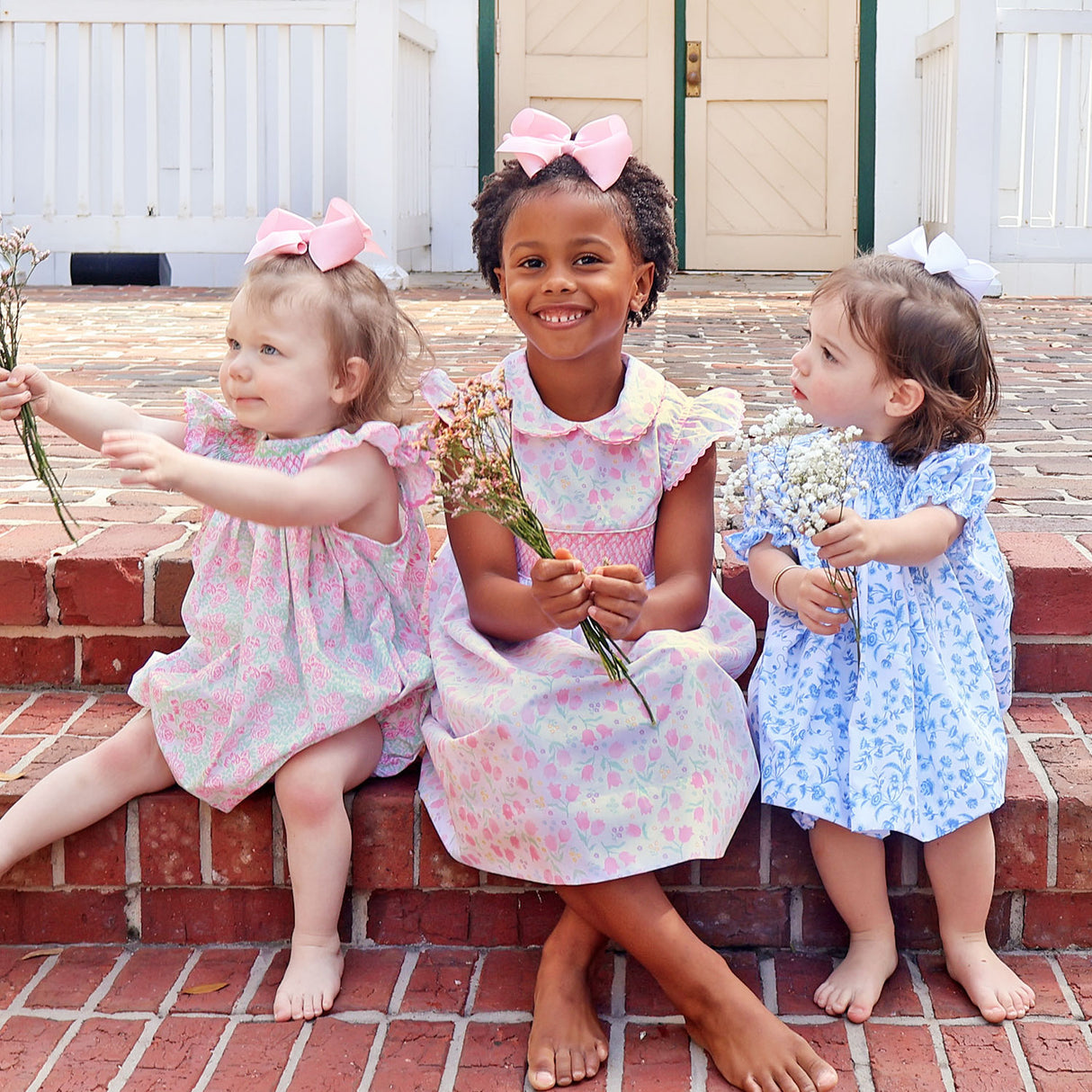 Blooming Garden Smocked Angel Sleeve Bubble