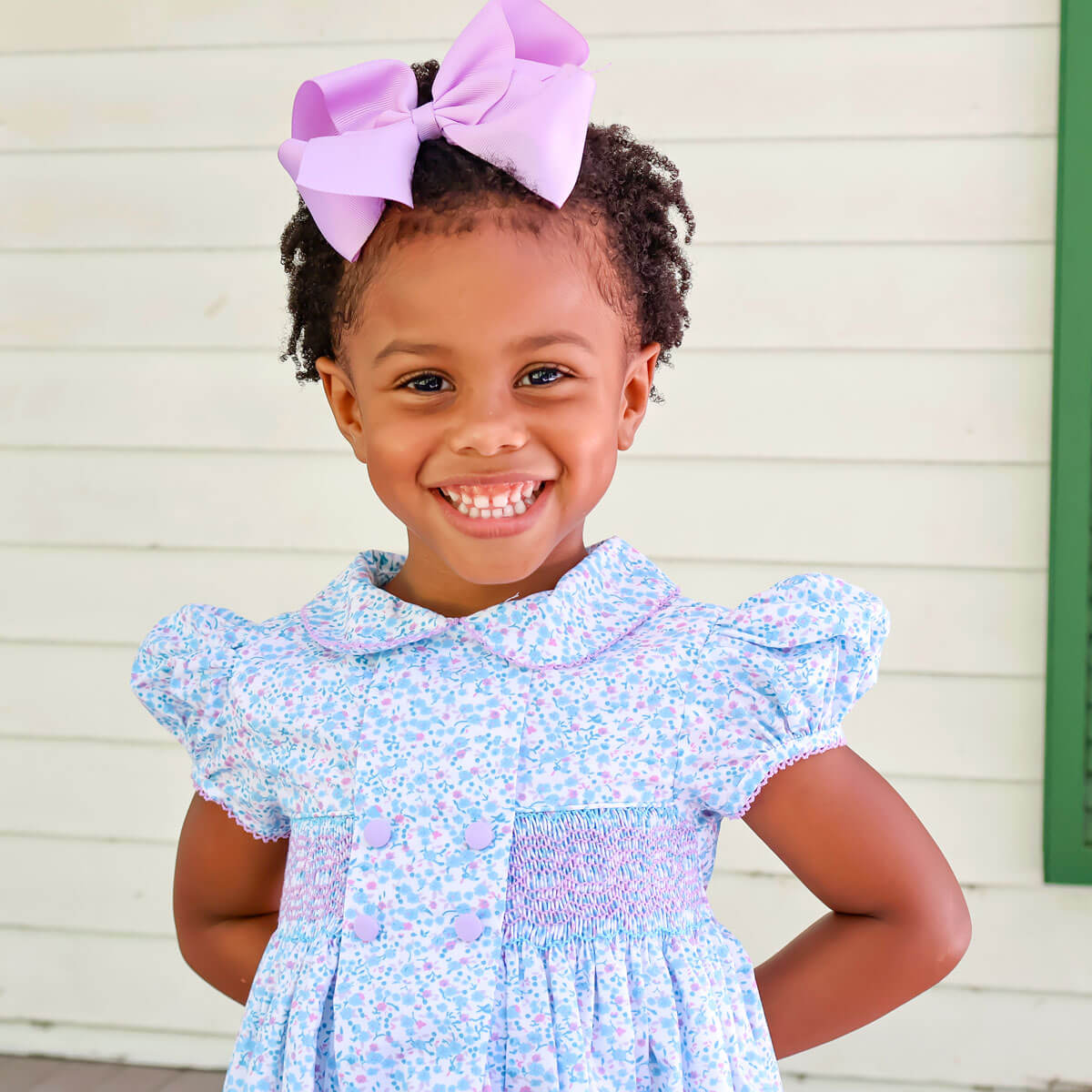 Purple Floral Geo Smocked Beth Dress