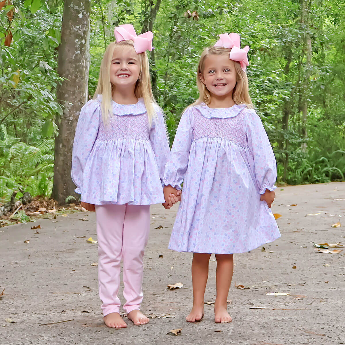 Pink Floral Geo Smocked Collared Dress