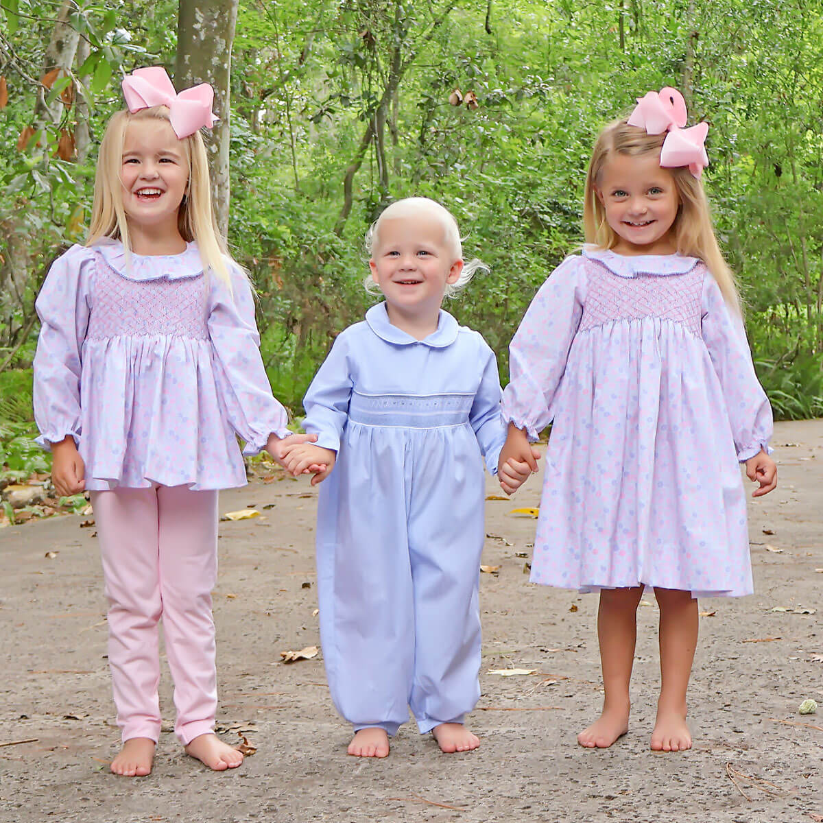 Pink Floral Geo Smocked Collared Dress