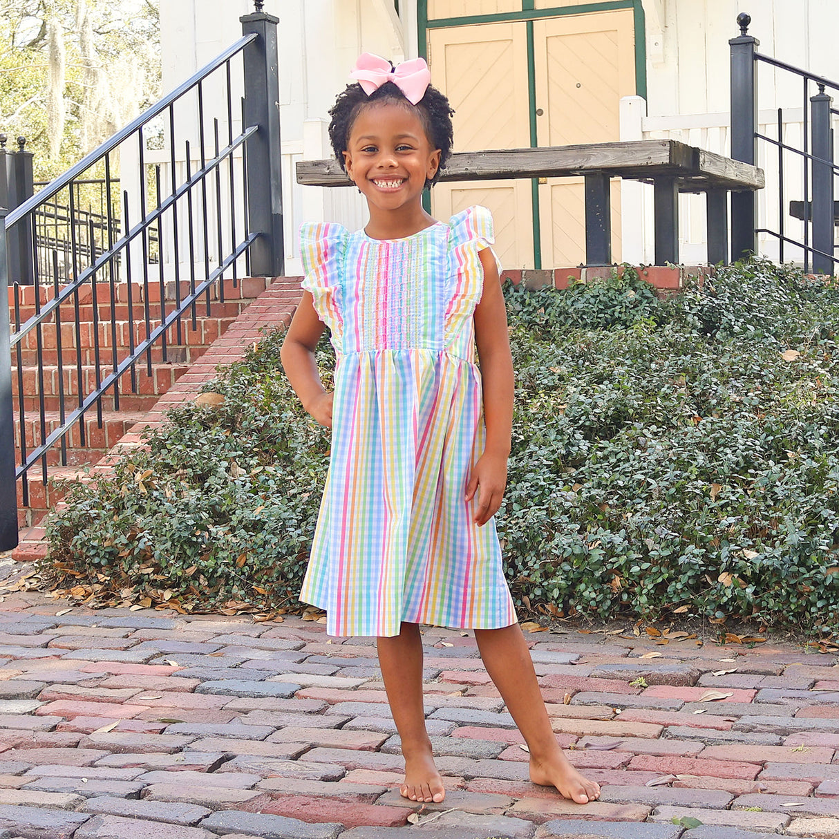 Colorful Multi Plaid Smocked Rachel Dress