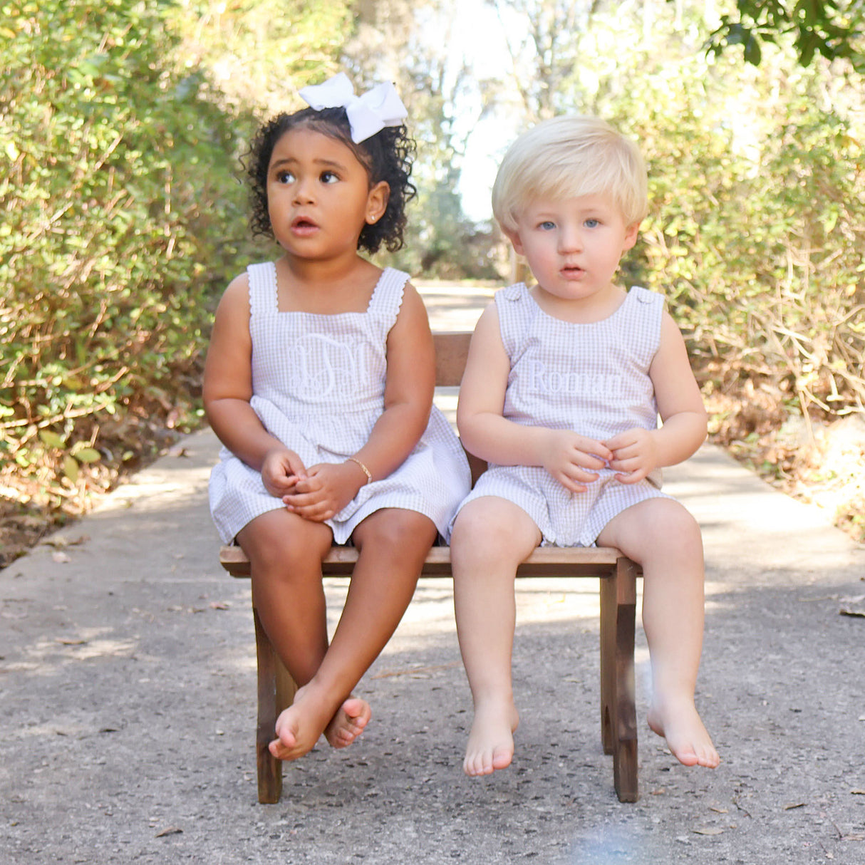 Khaki Gingham Mia Short Set