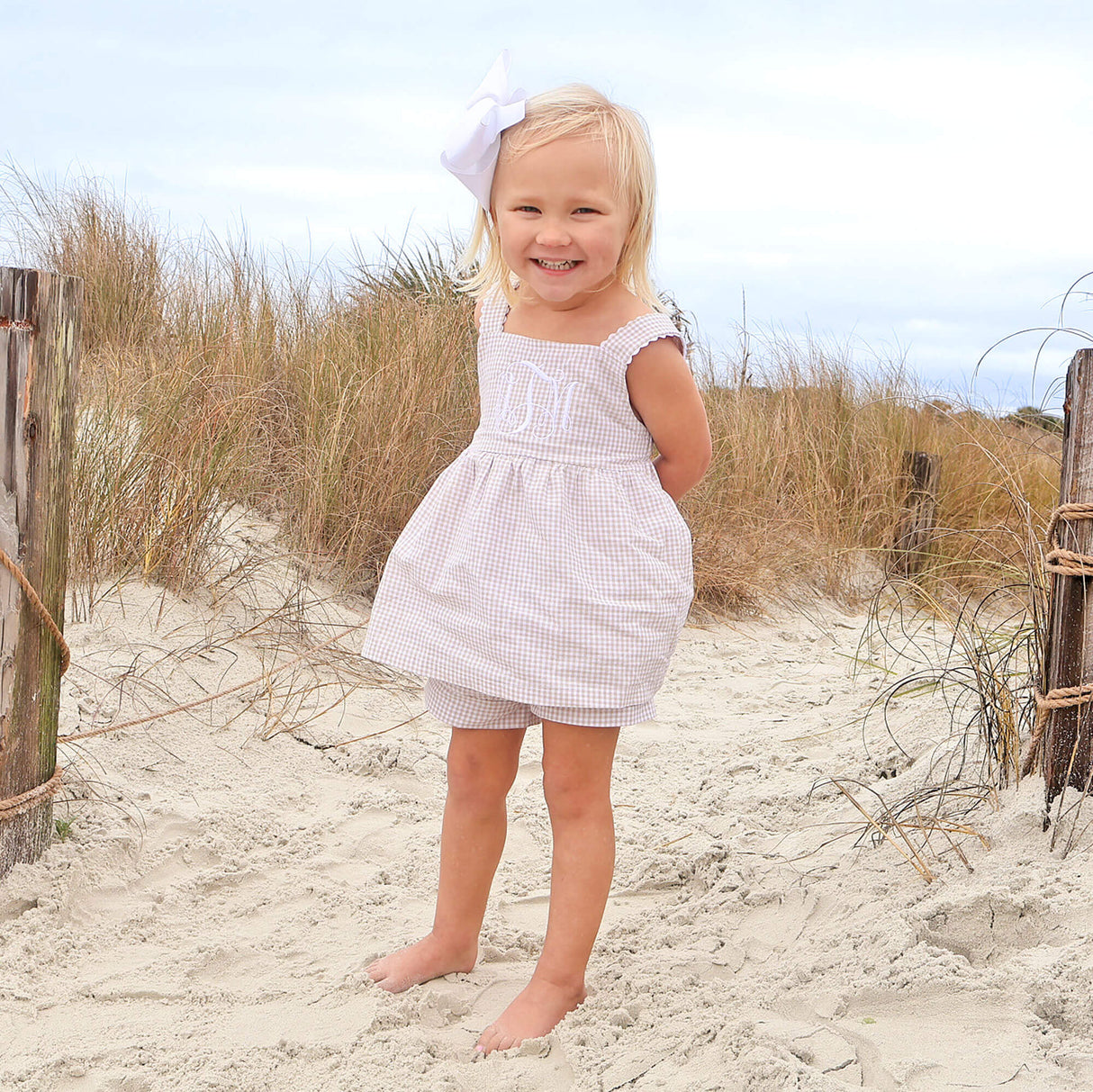 Khaki Gingham Mia Short Set