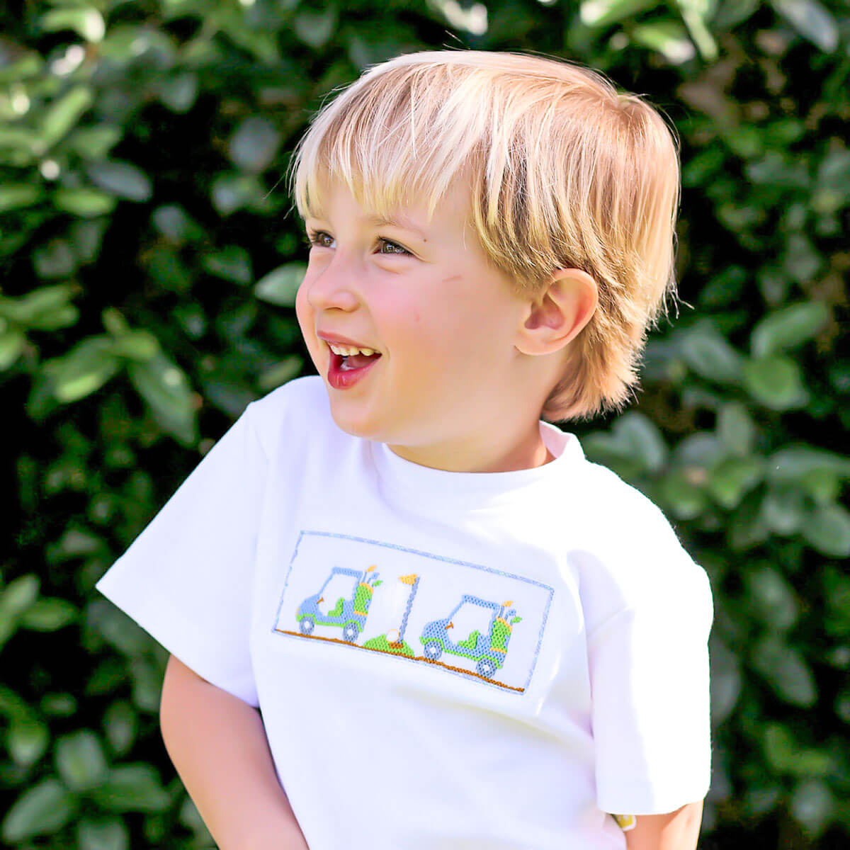 Play Golf Blue Plaid Smocked Short Set