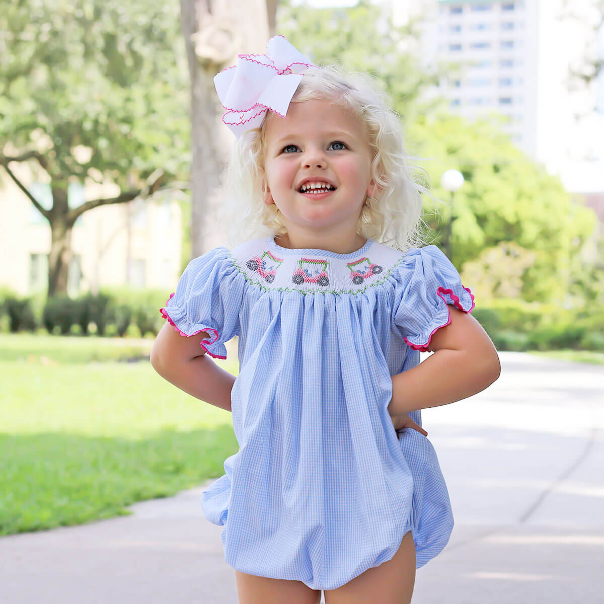 Golf Lessons Smocked Blue Bubble