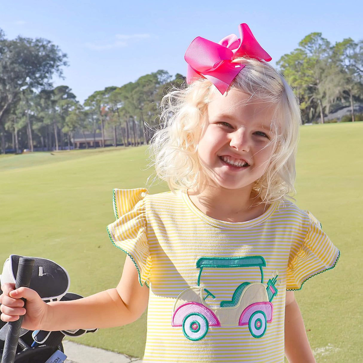 Golf Cart Yellow Stripe Lainey Dress