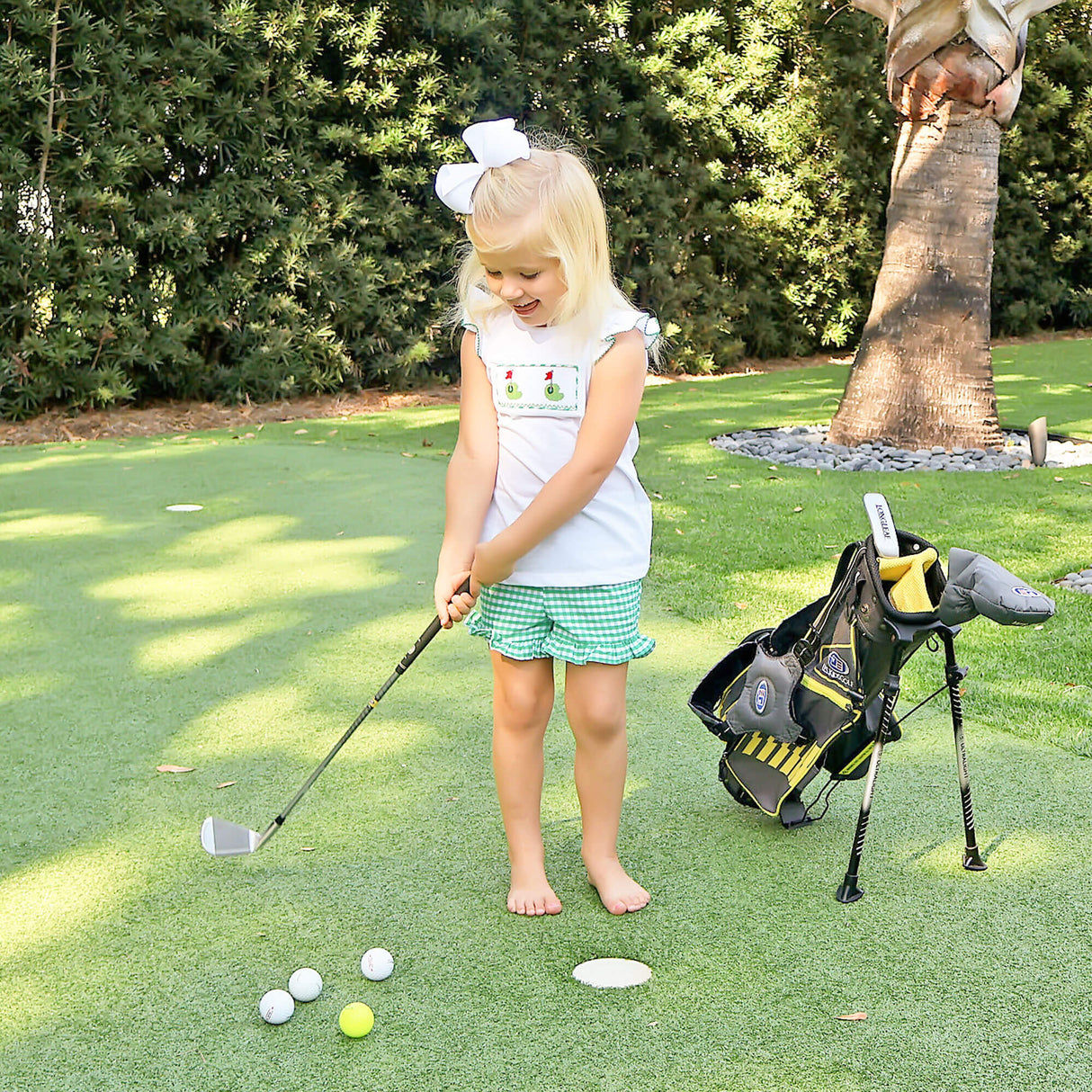 Golf Pin Green Gingham Short Set