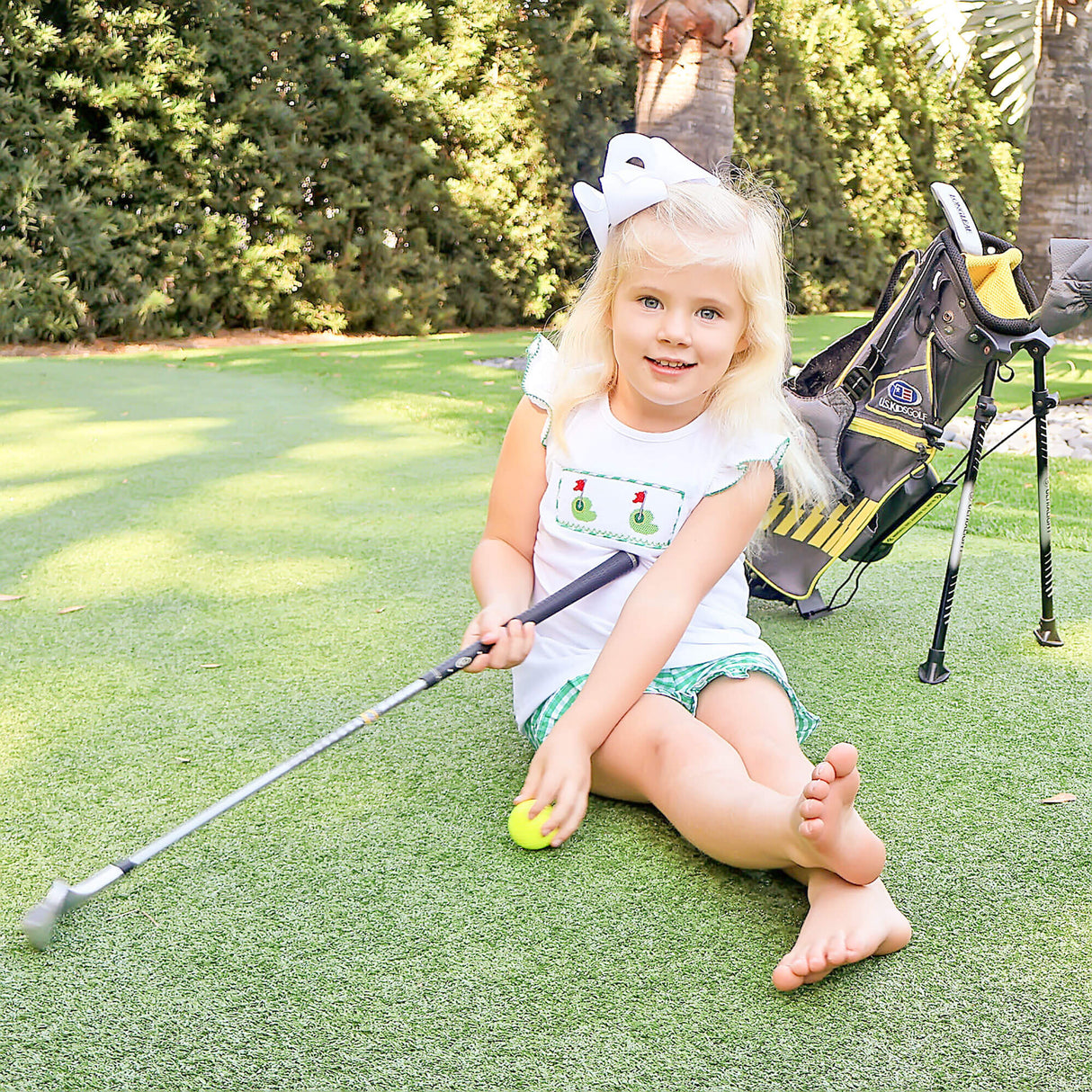 Golf Pin Green Gingham Short Set