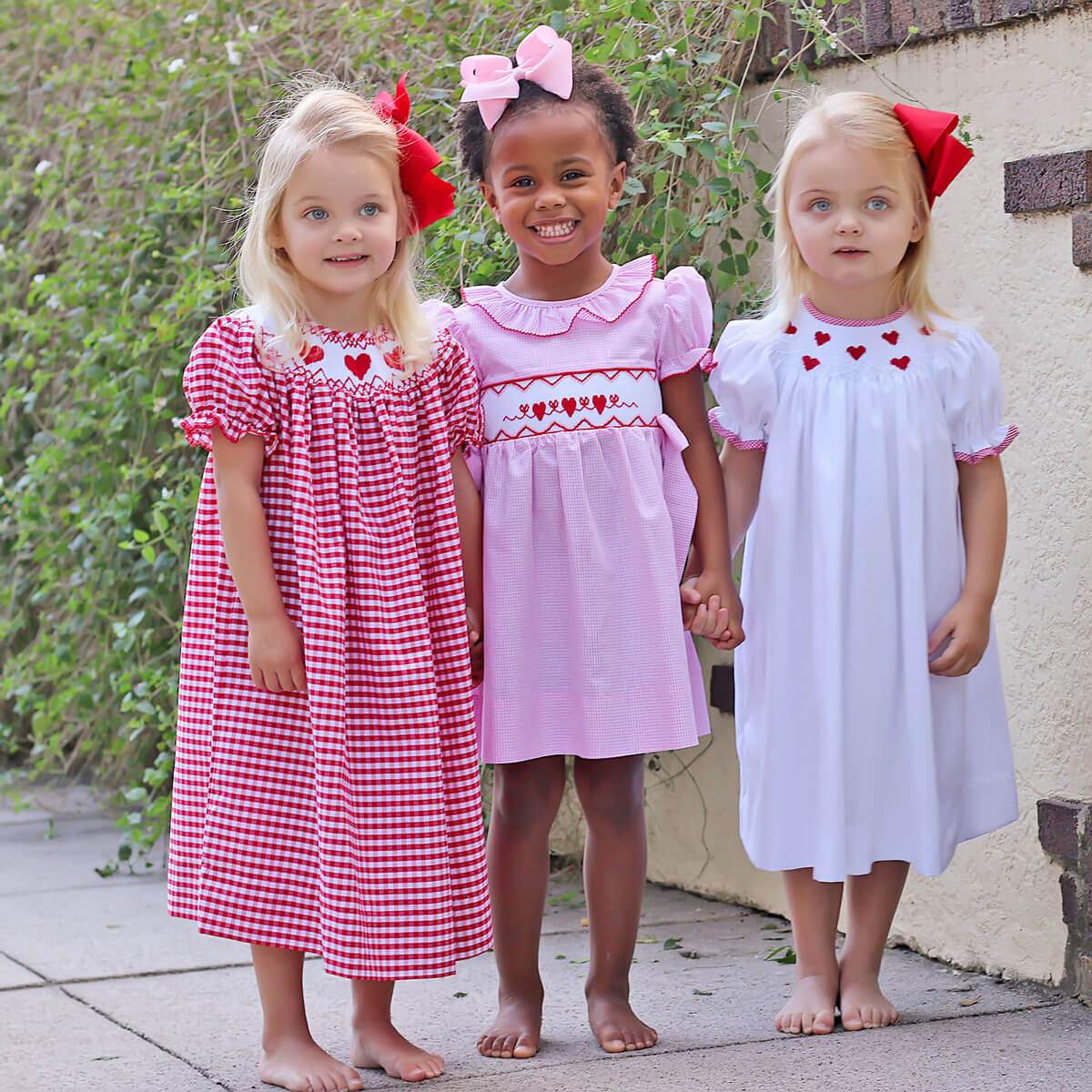 Heart Smocked Red Check Bishop Dress