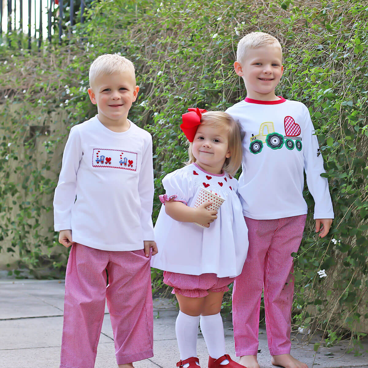 Love Overload Red Train Smocked Pant Set