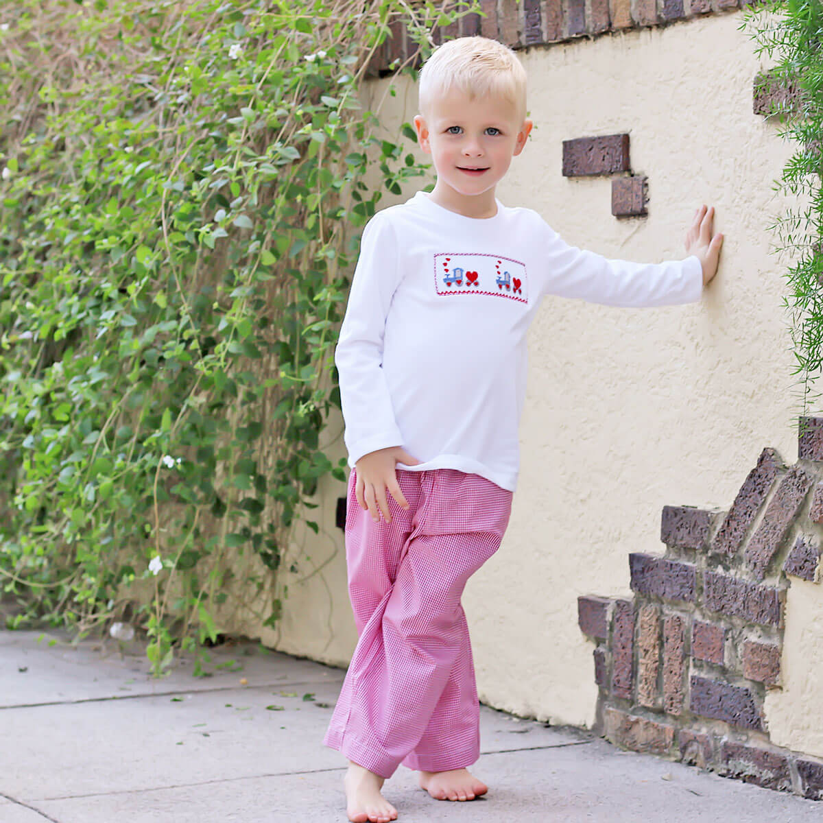 Love Overload Red Train Smocked Pant Set