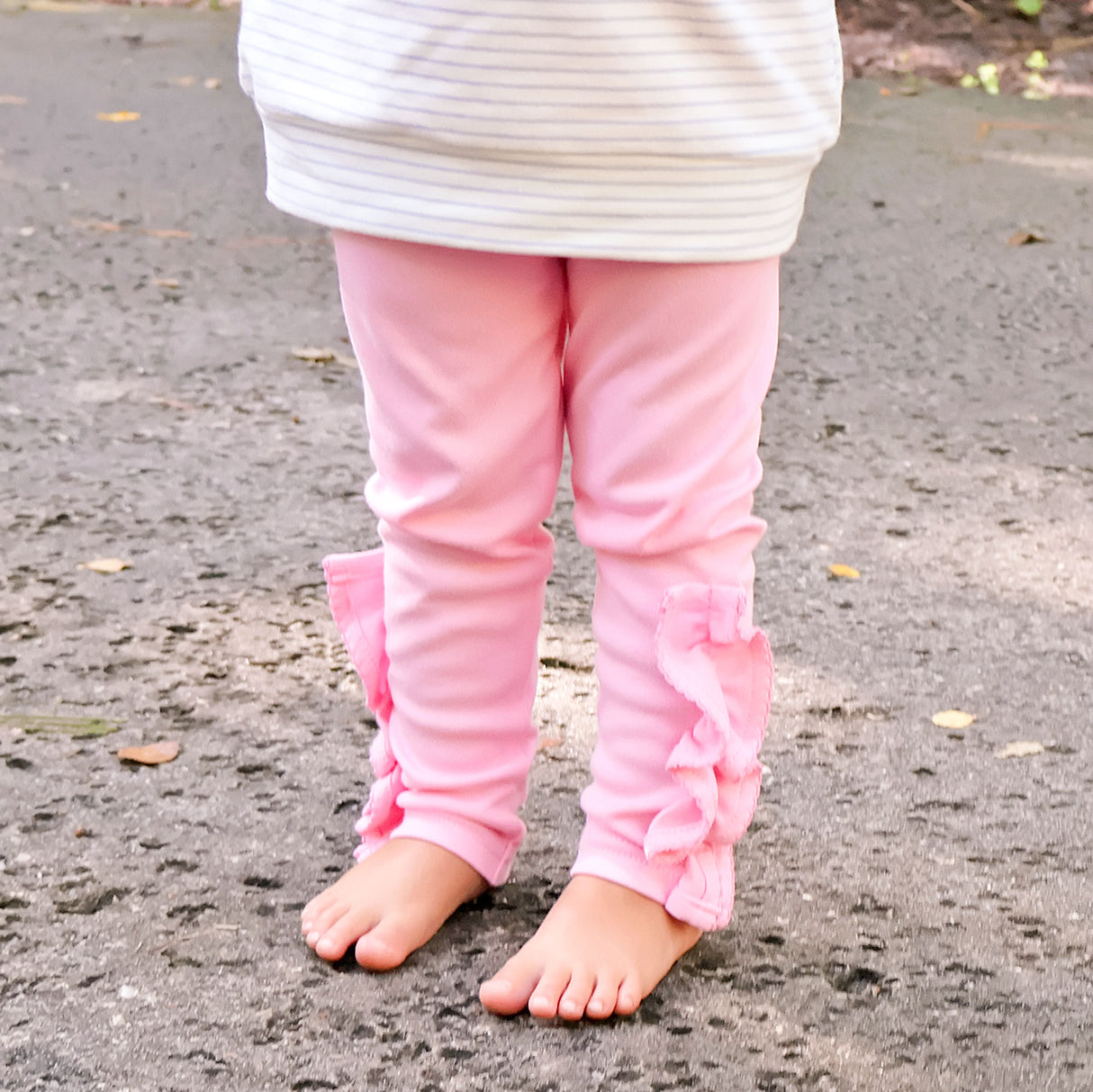 Pink Side Ruffle Leggings