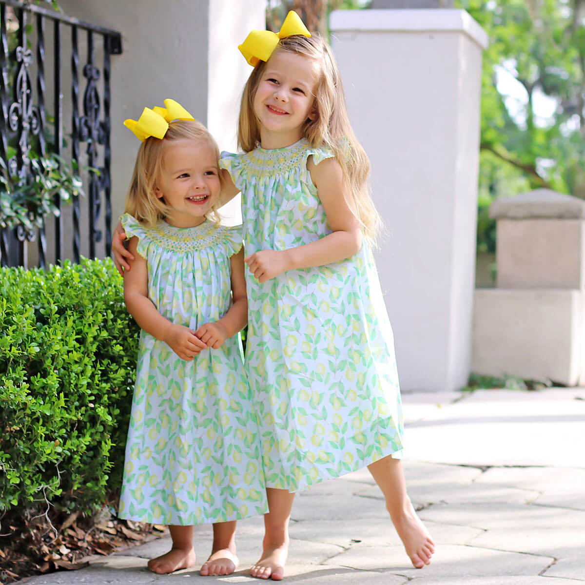 Geometric Smocked Lemon Dress