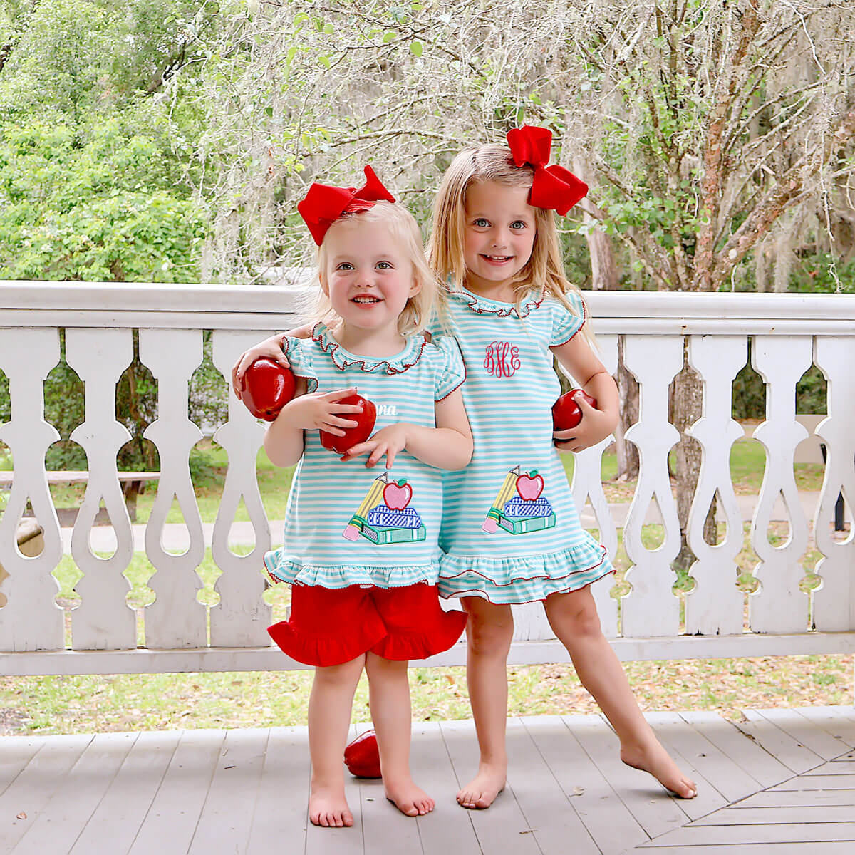 School Book Turquoise Stripe Adalyn Dress