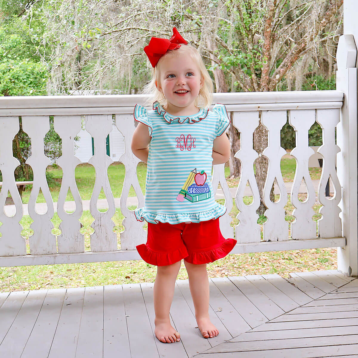 School Book Turquoise & Red Adalyn Short Set