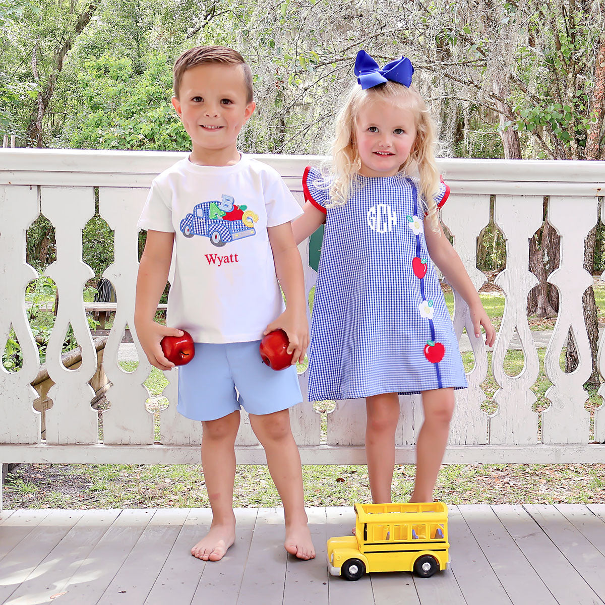 Apple & Flower Royal Gingham Emery Dress