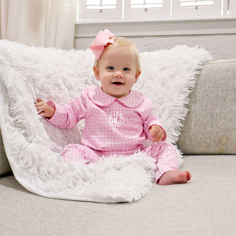 Pink Gingham Long Sleeve Bodysuit