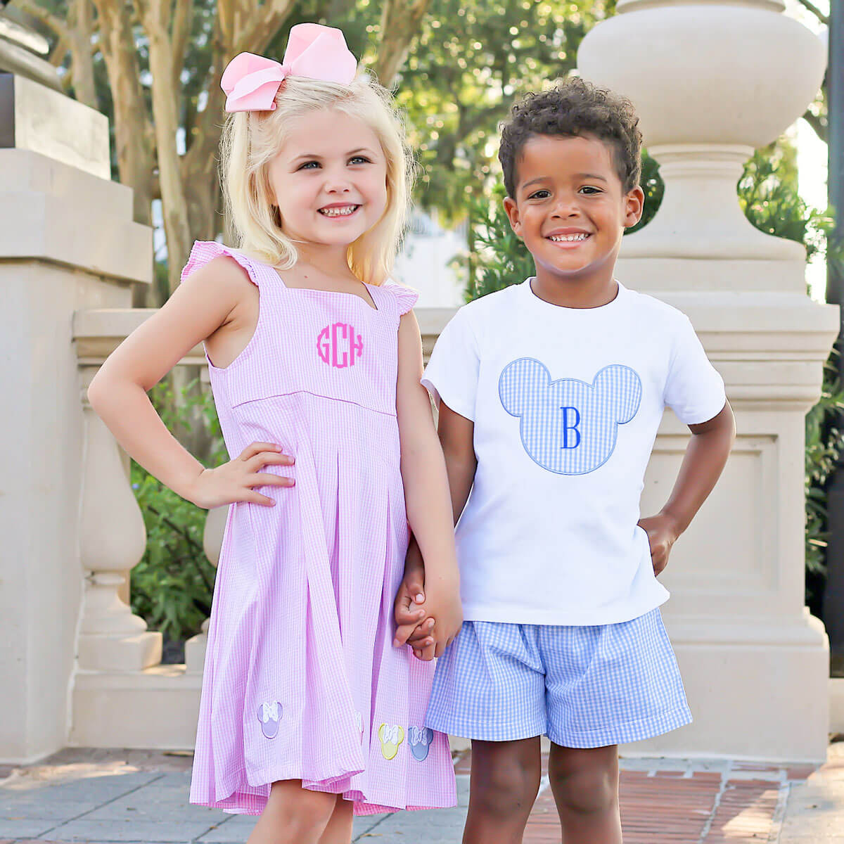 Light Blue Gingham Mouse Ears Short Set