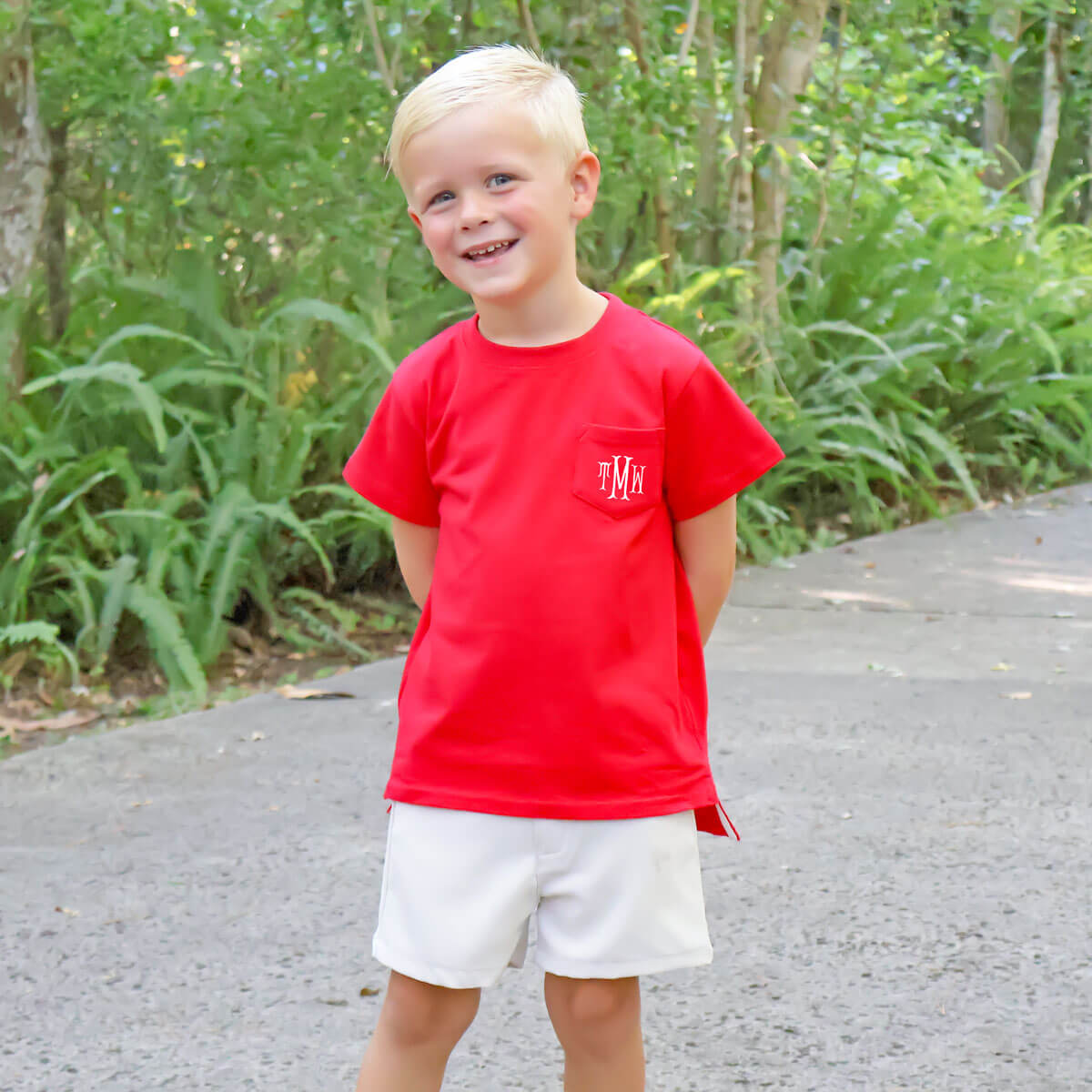 Red Solid Short Sleeve Pocket Shirt