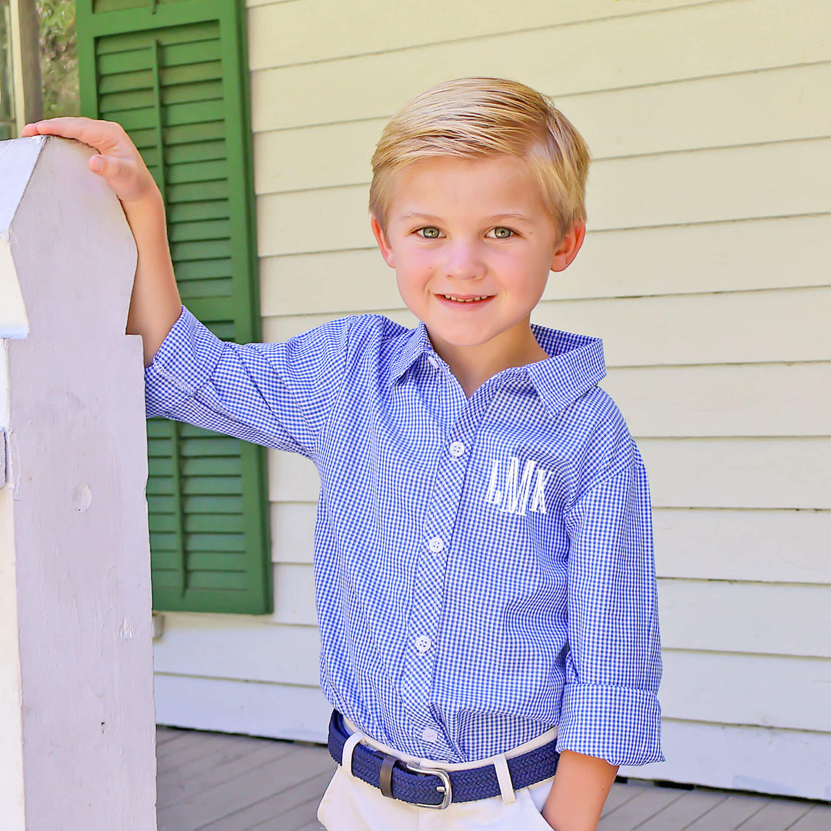 Gingham Button Down Shirt Royal Blue by Classic Whimsy - Boys Shirts