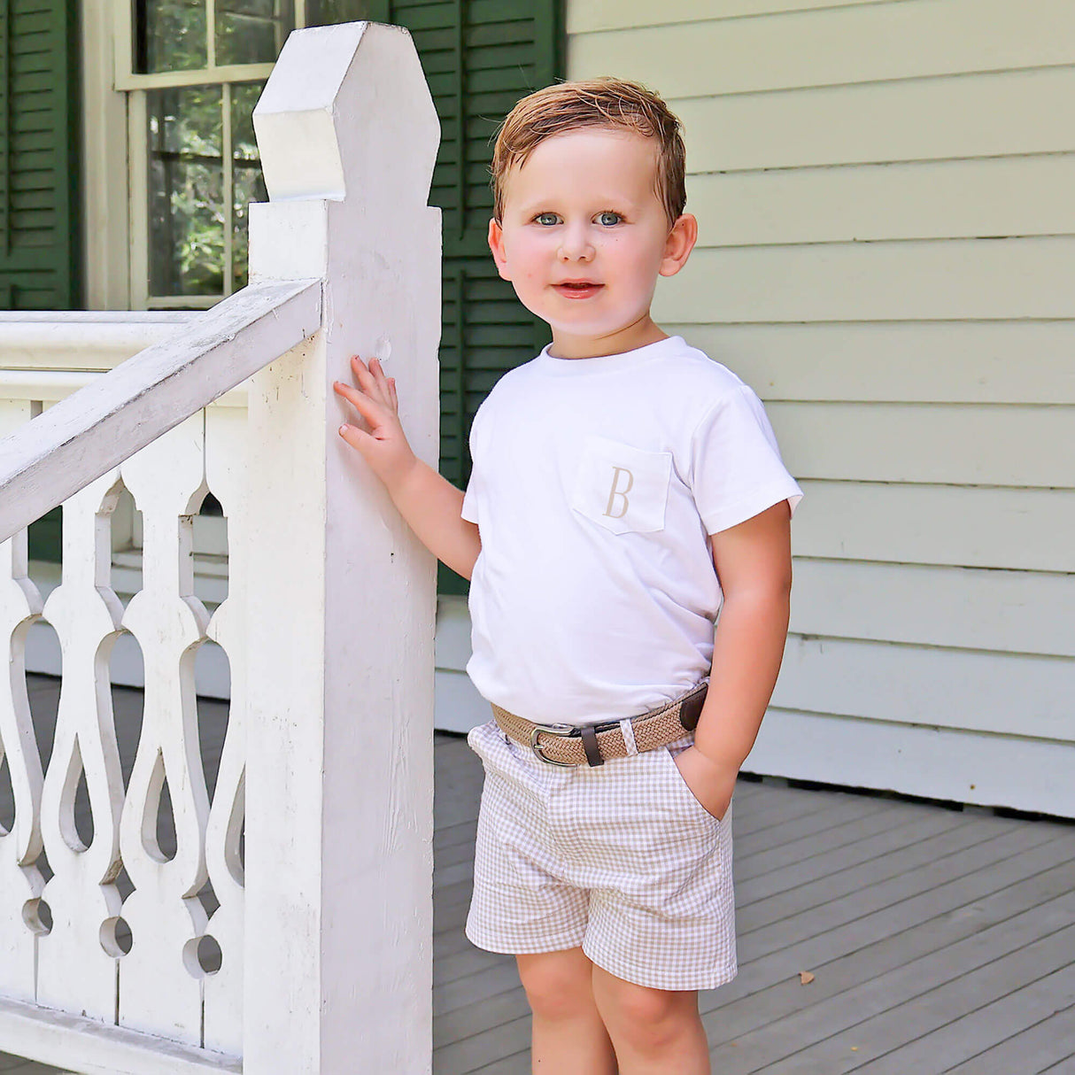 Gingham Standard Shorts Tan