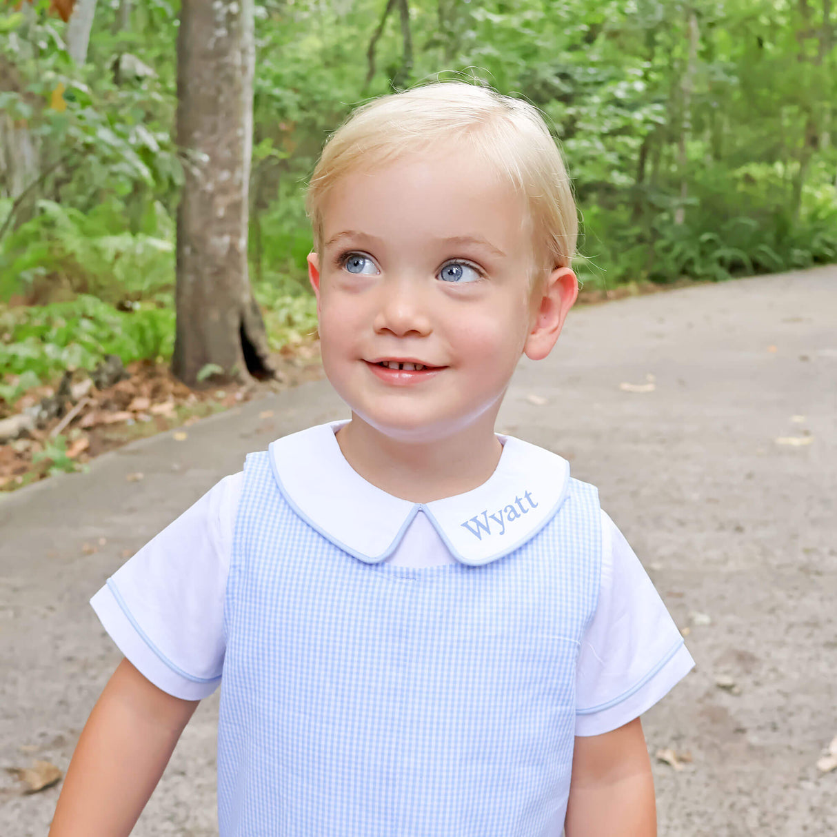 White Short Sleeve Undershirt With Light Blue Trim