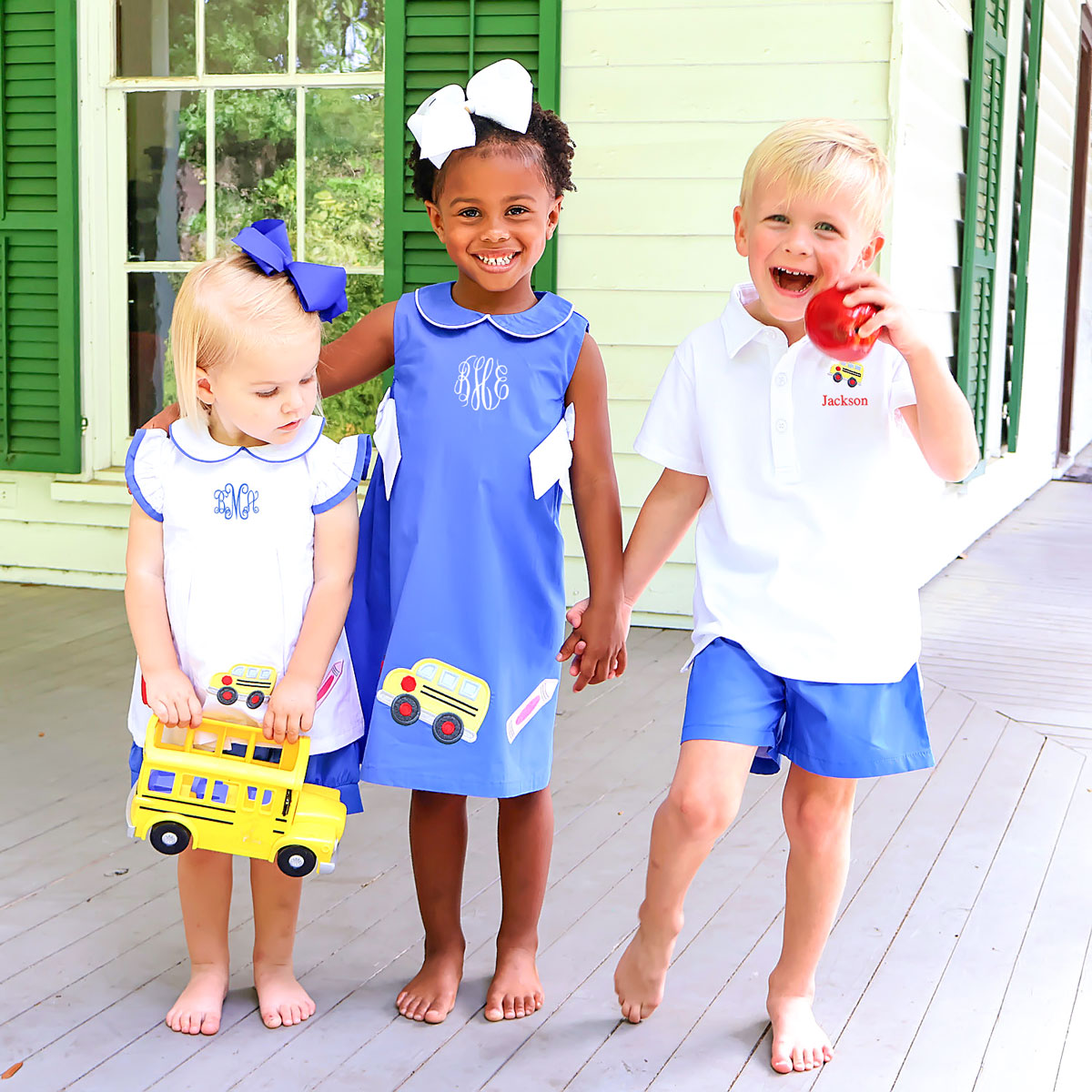 School Time Royal Blue Polo Short Set