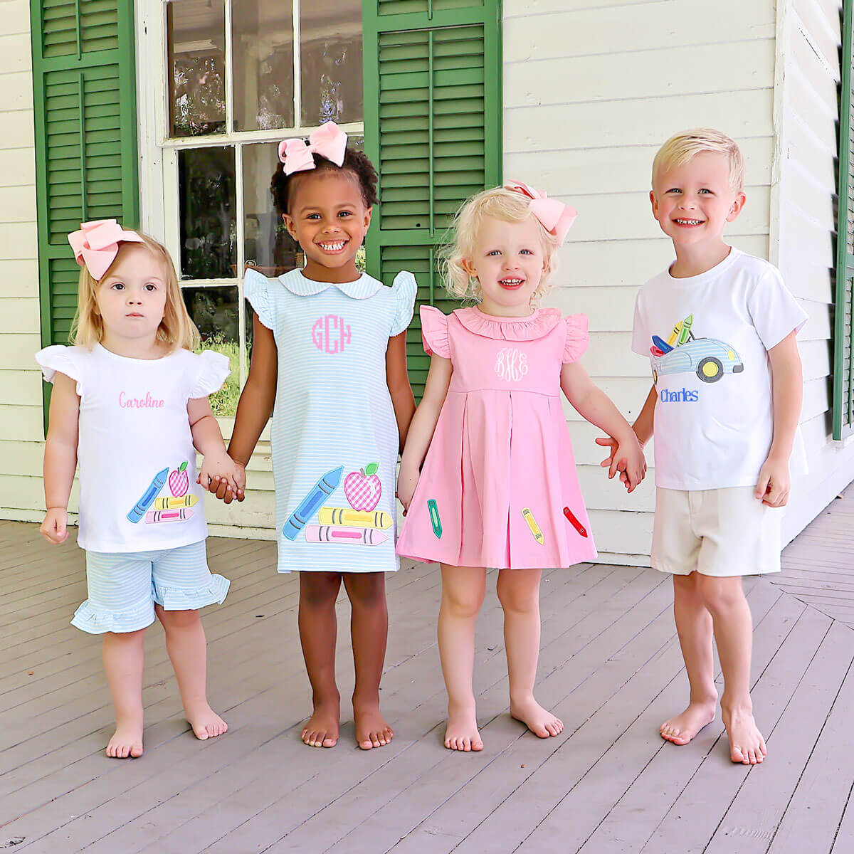 Bright Crayons Light Blue Stripe Milly Short Set
