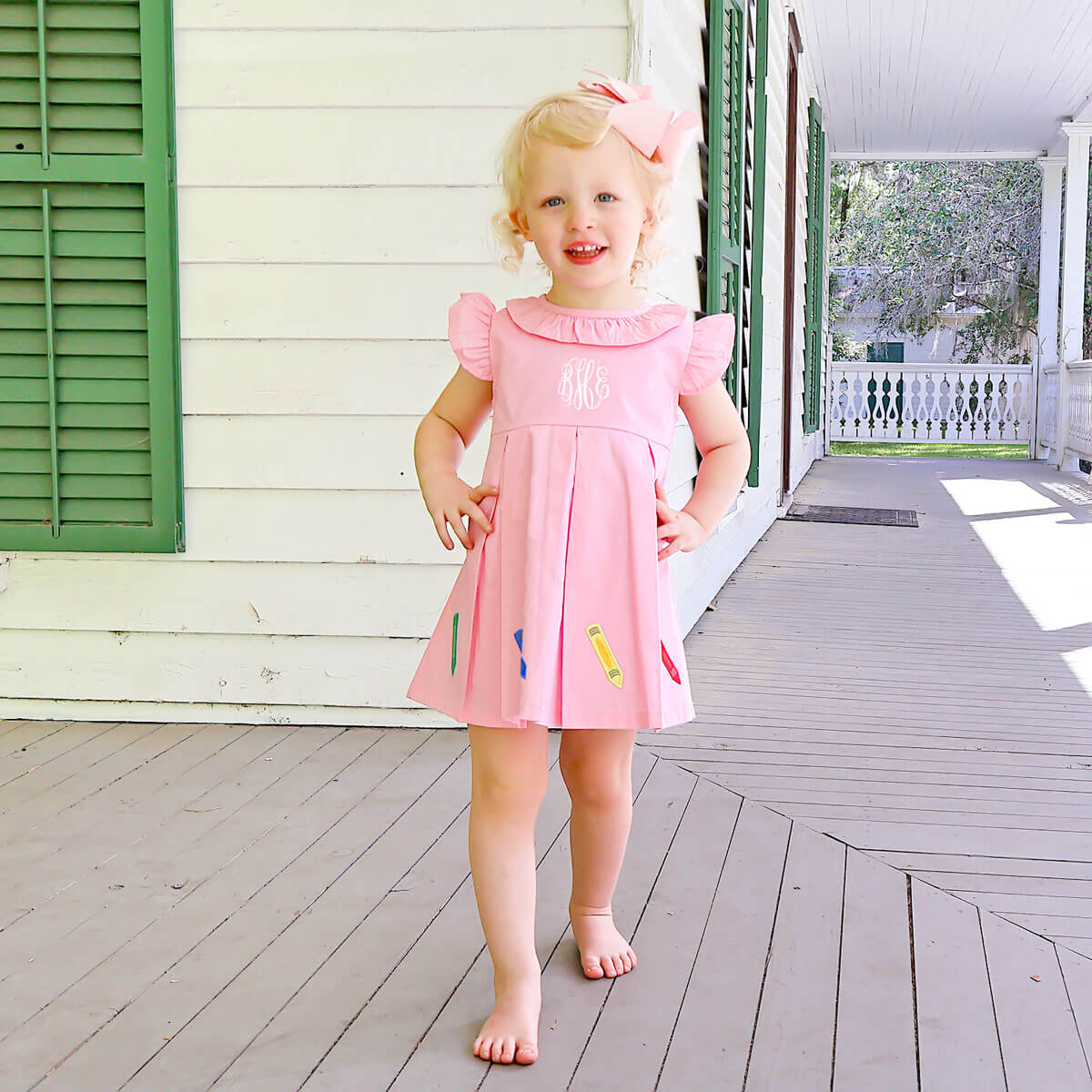 Colorful Crayons Pink Gingham Chloe Dress