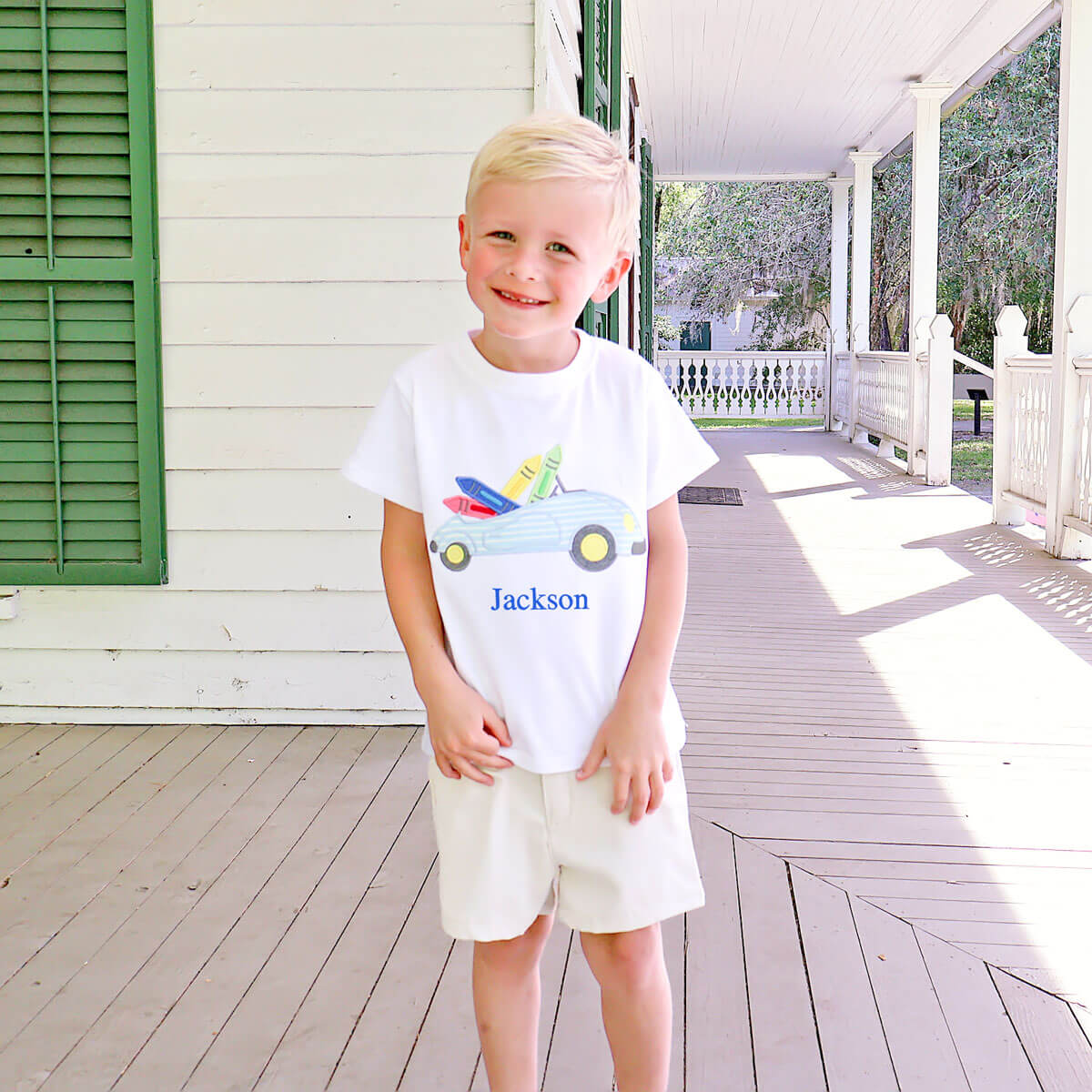 Crayon Car White Short Sleeve Shirt
