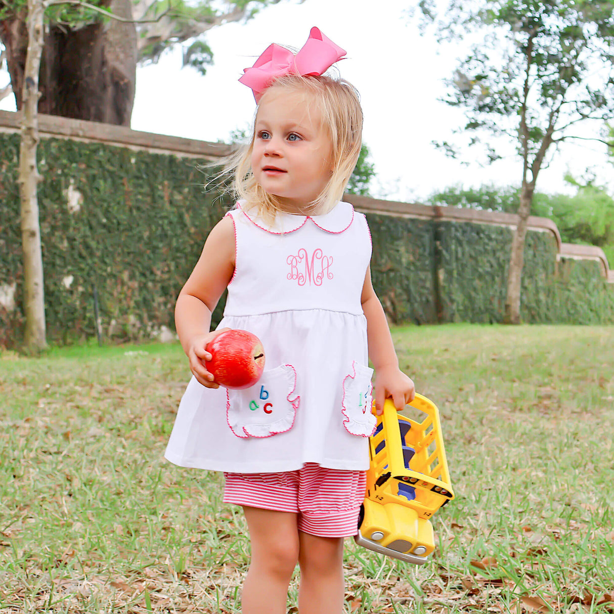 ABC & 123 Pink Stripe Caroline Short Set